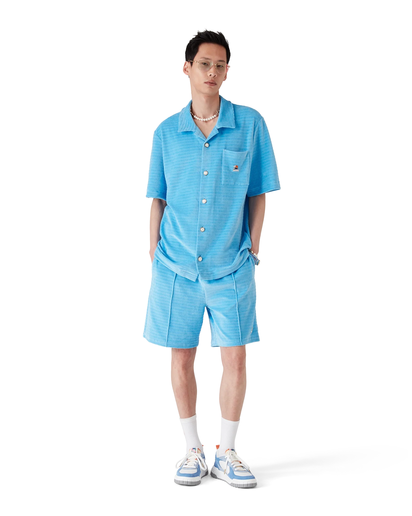 Short à rayures en velours