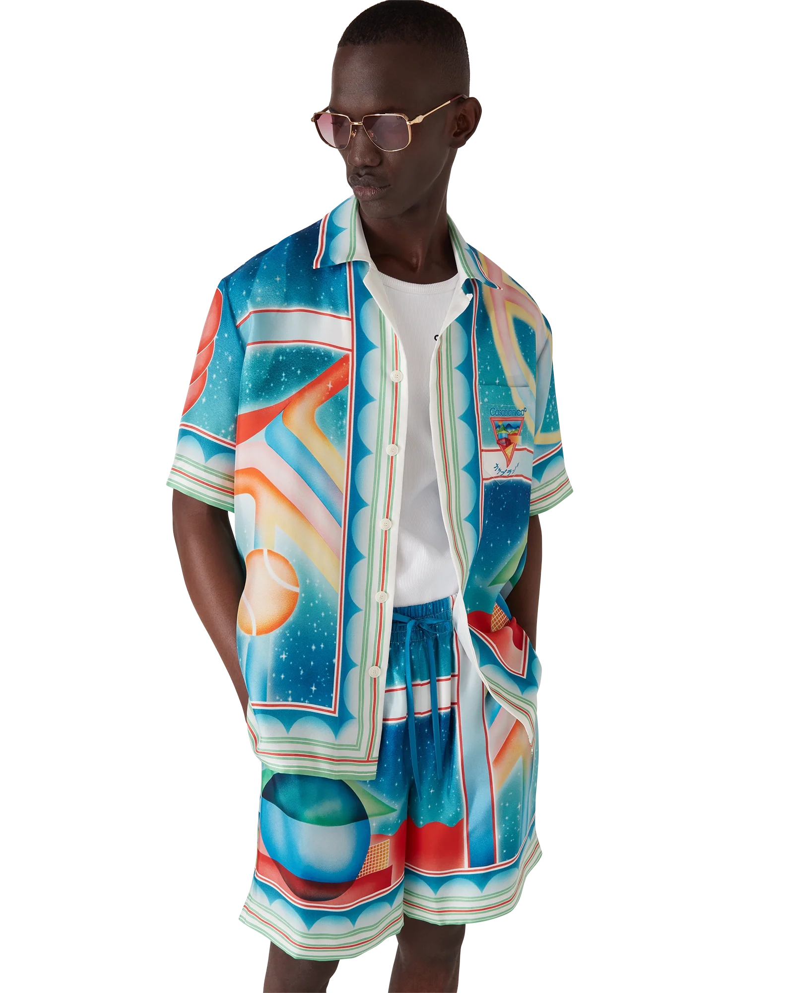 Chemise à manches courtes en soie Galaxy Court