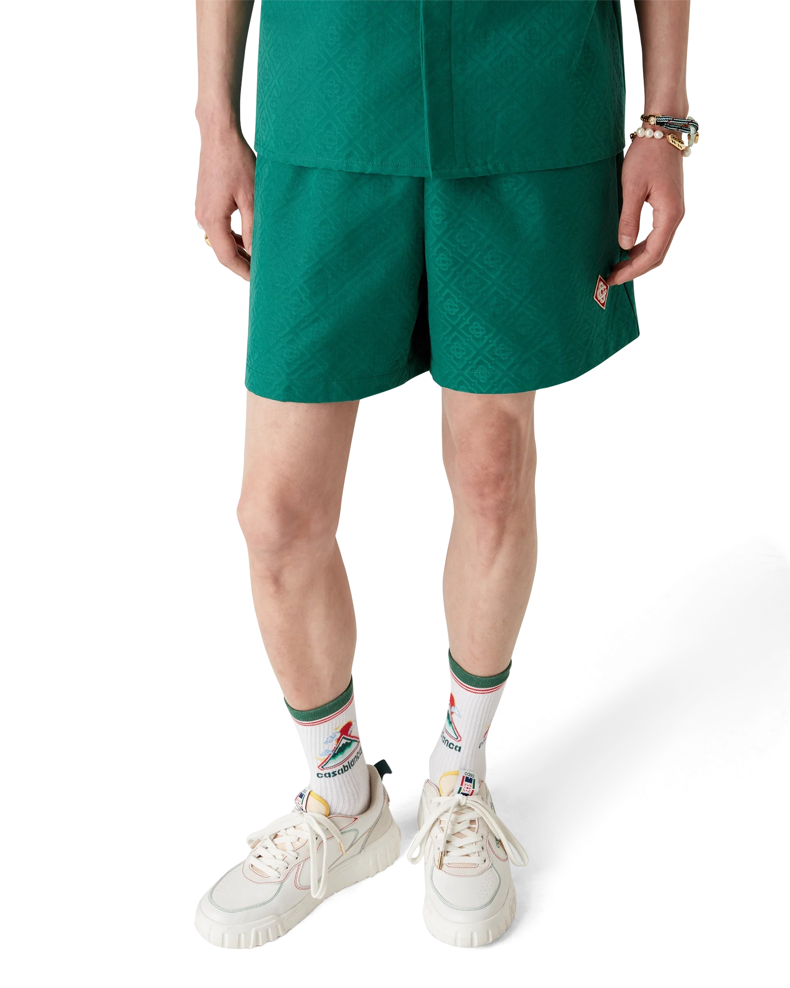 Short en coton jacquard avec monogramme