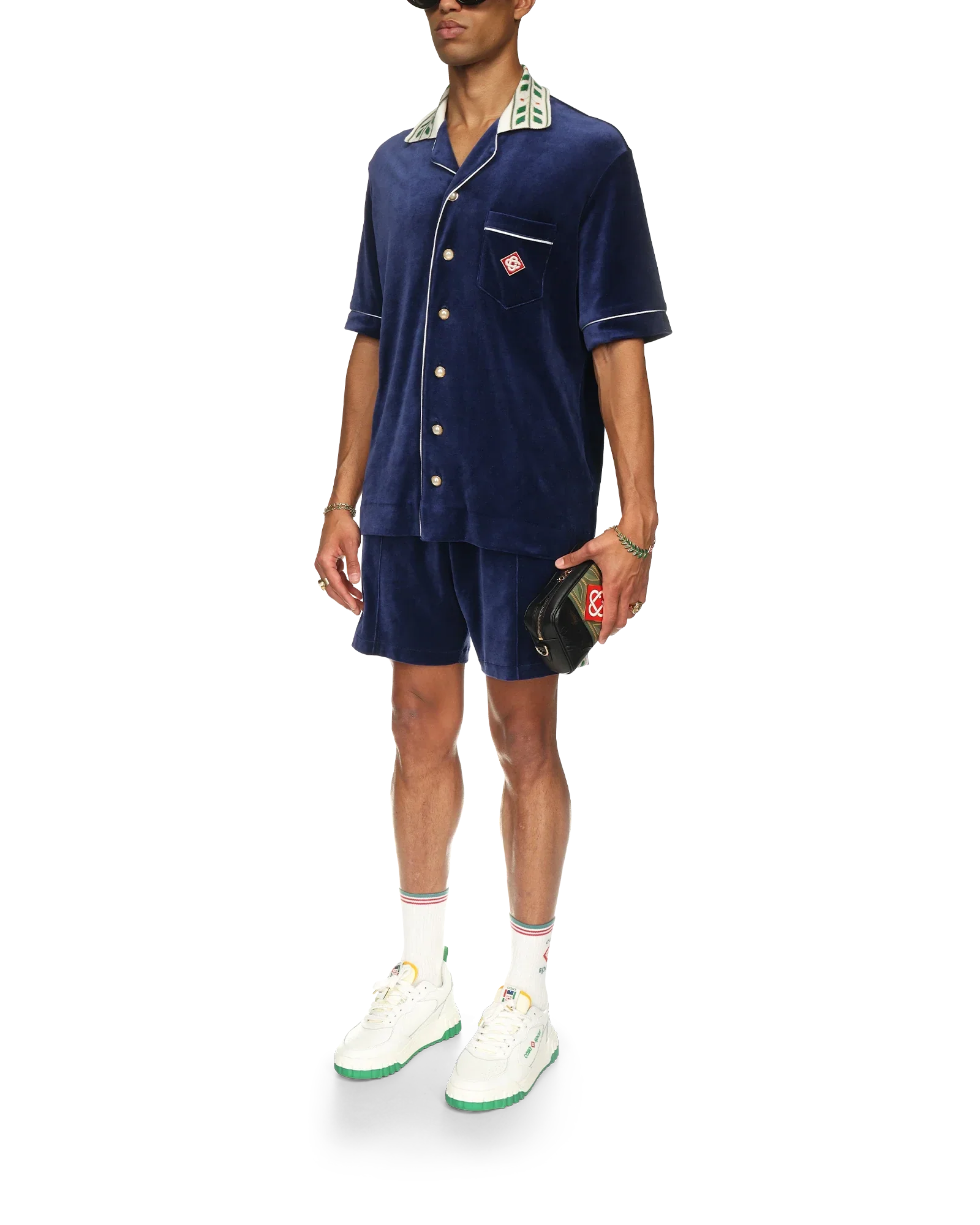 Chemise à manches courtes en velours Laurel