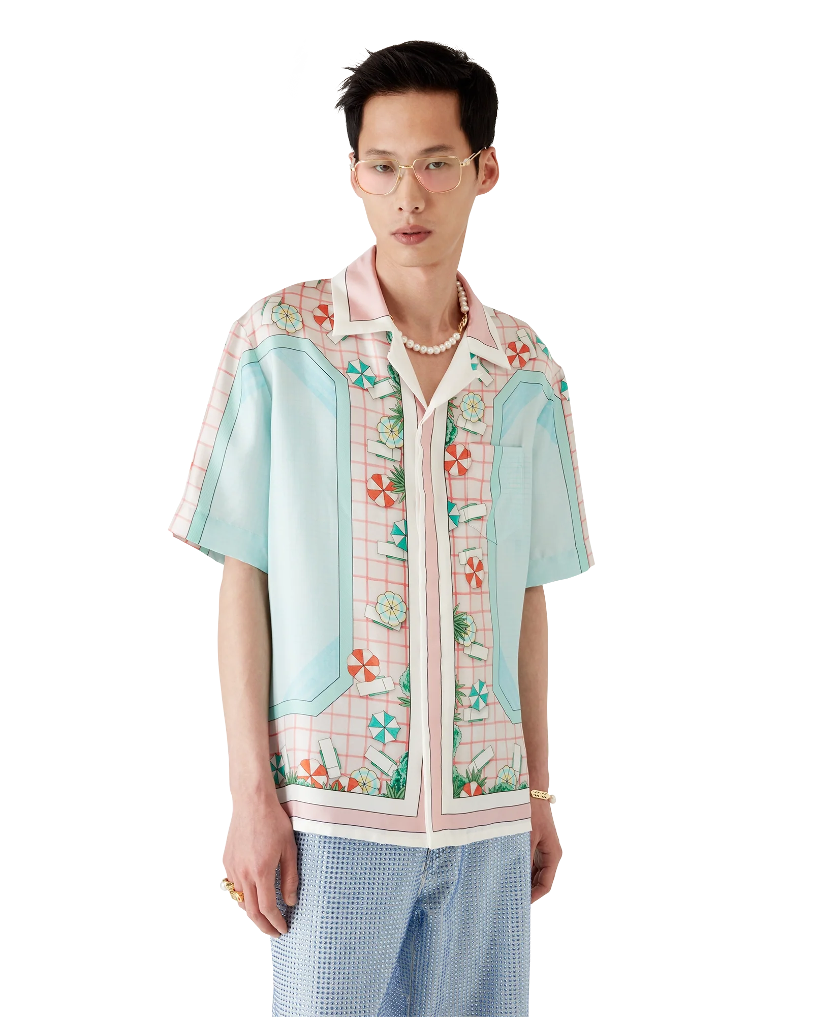 Chemise à manches courtes en soie Copacabana