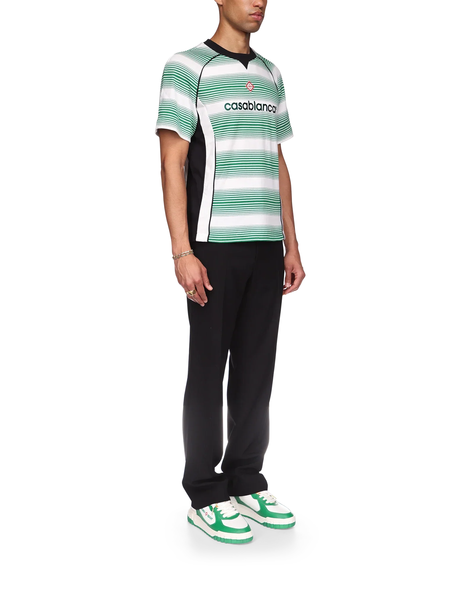 T-shirt à panneaux à rayures dégradées