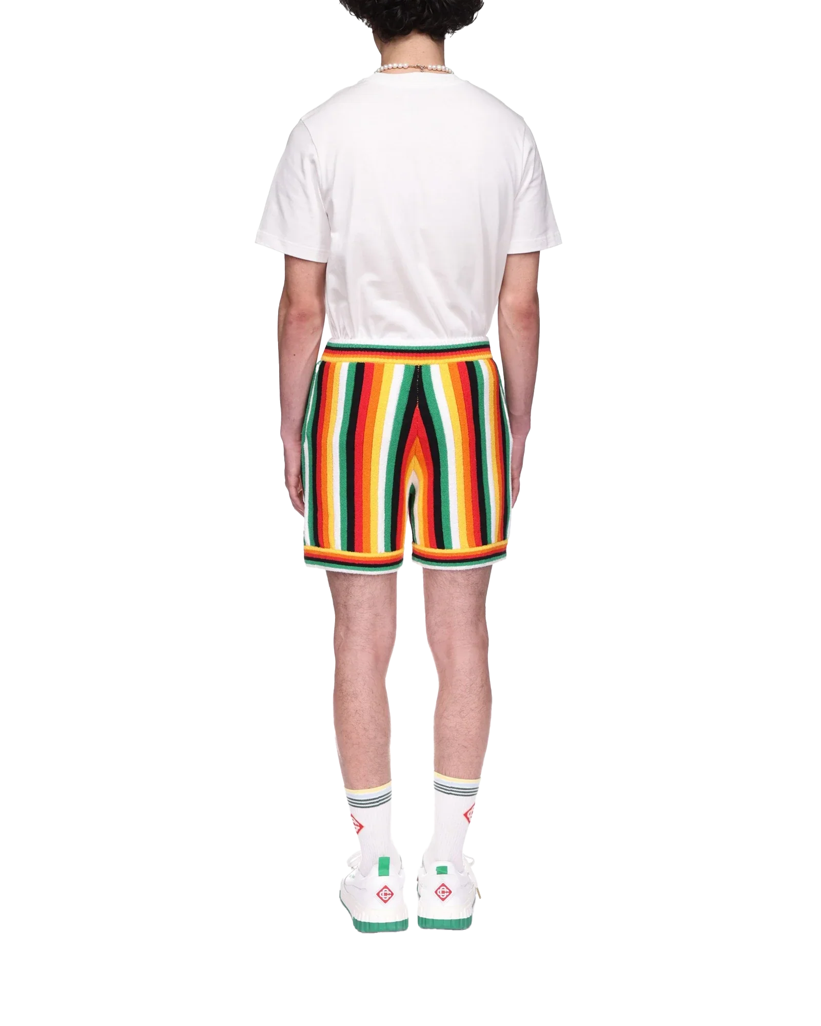 Short rayé en tissu éponge