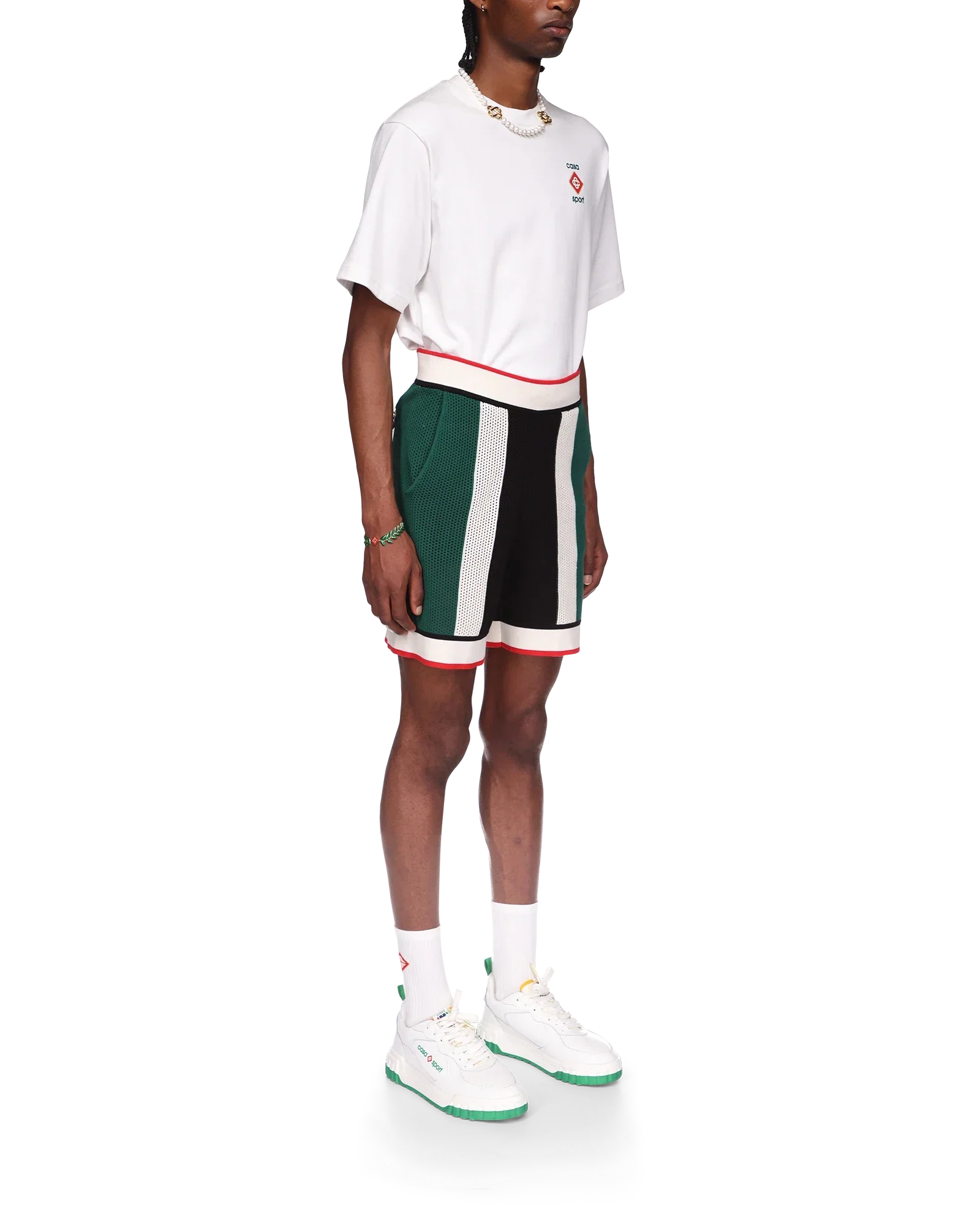 Short en maille rayée