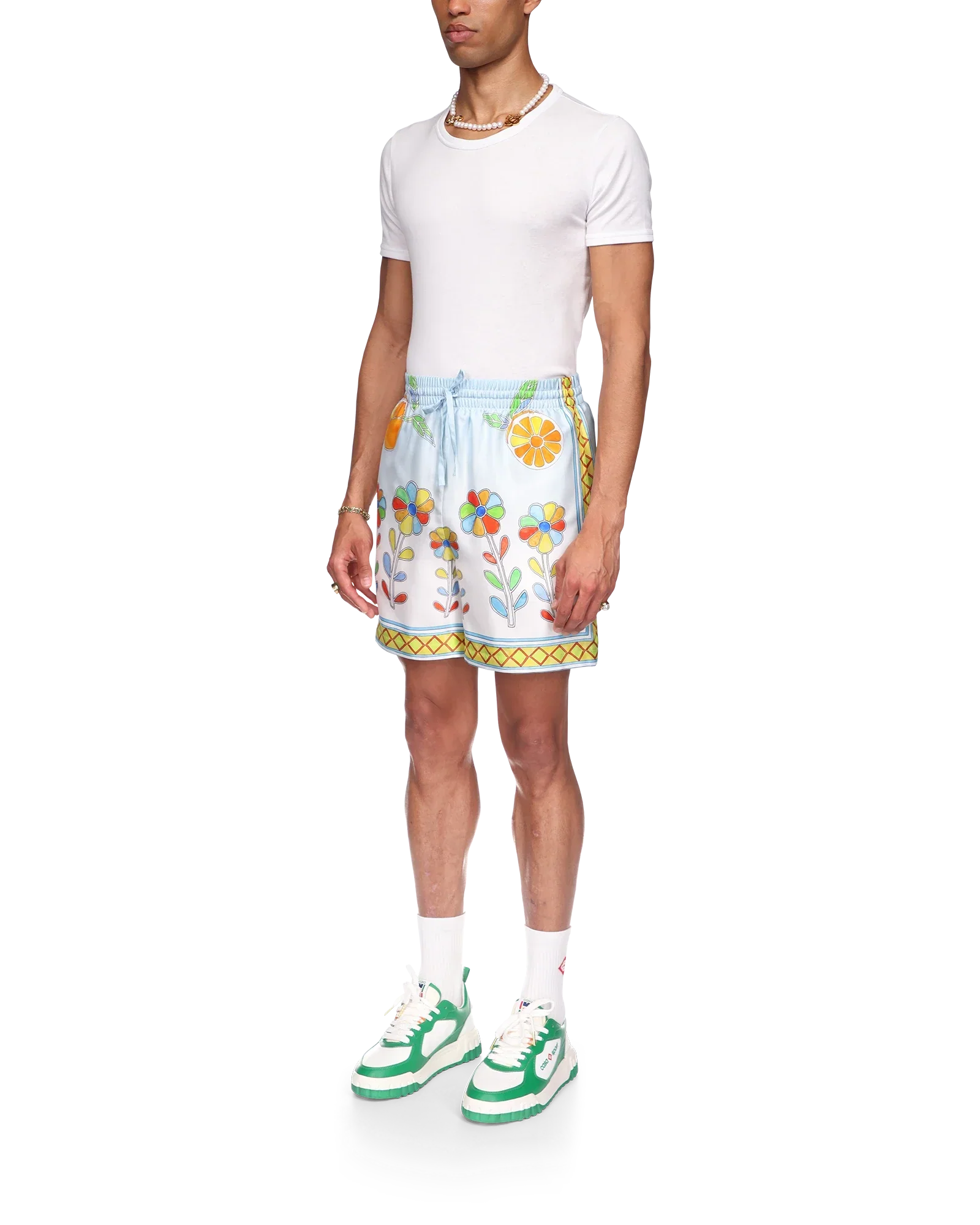 Short en soie à fleurs Yoruba