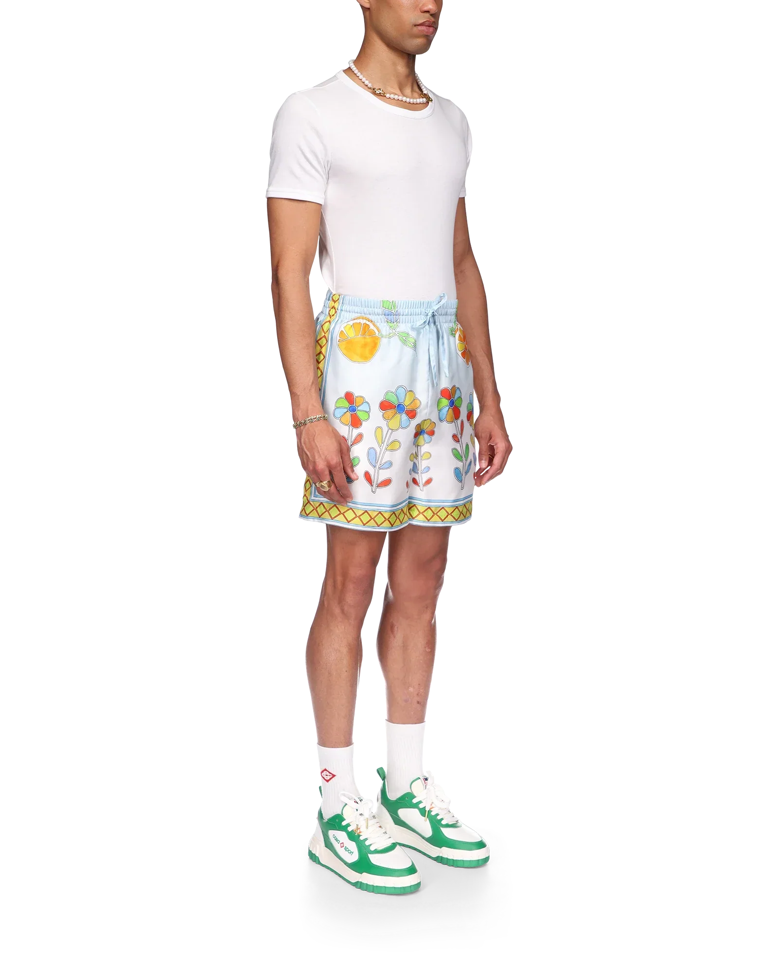 Short en soie à fleurs Yoruba