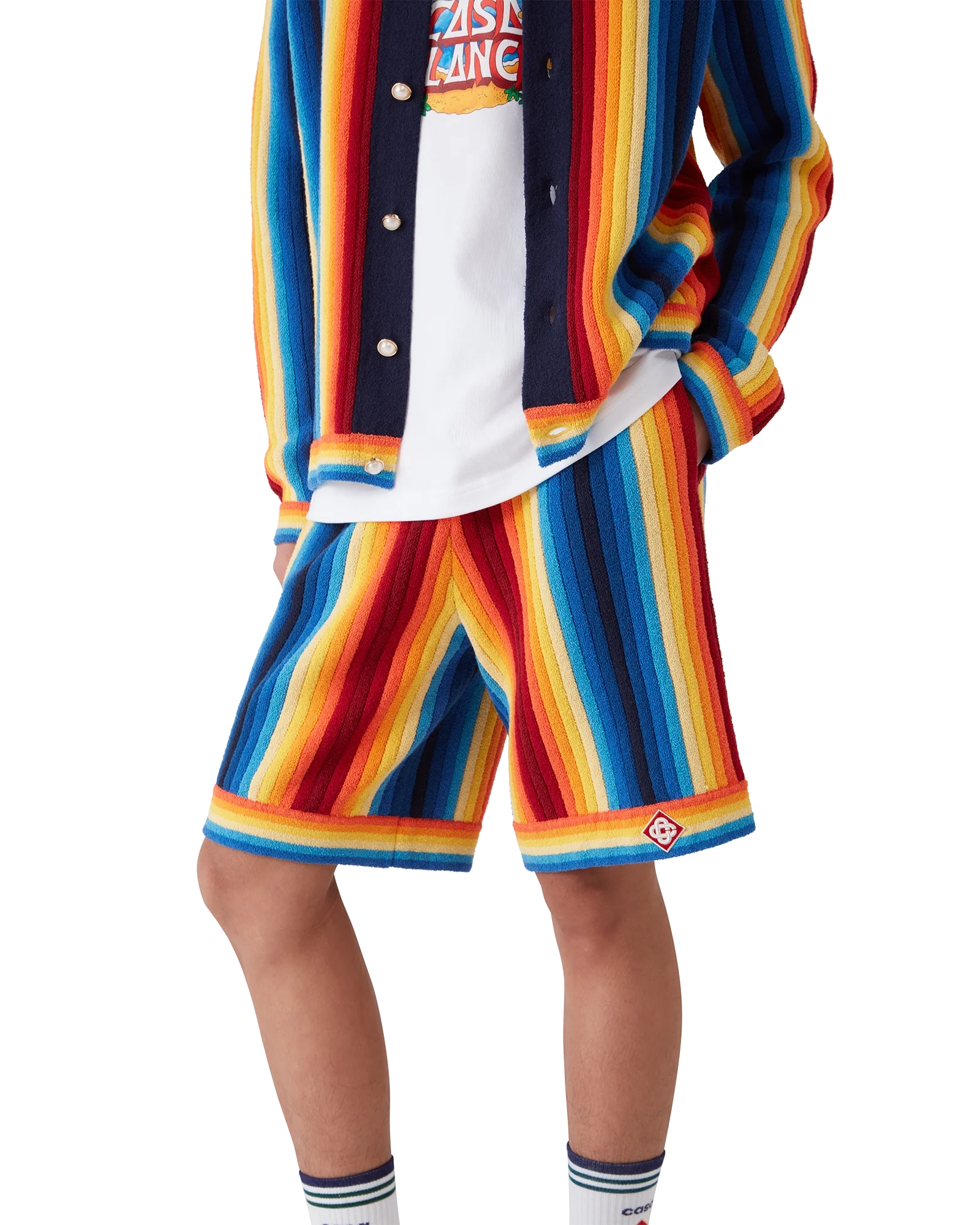 Gradient Stripe Towelling Shorts