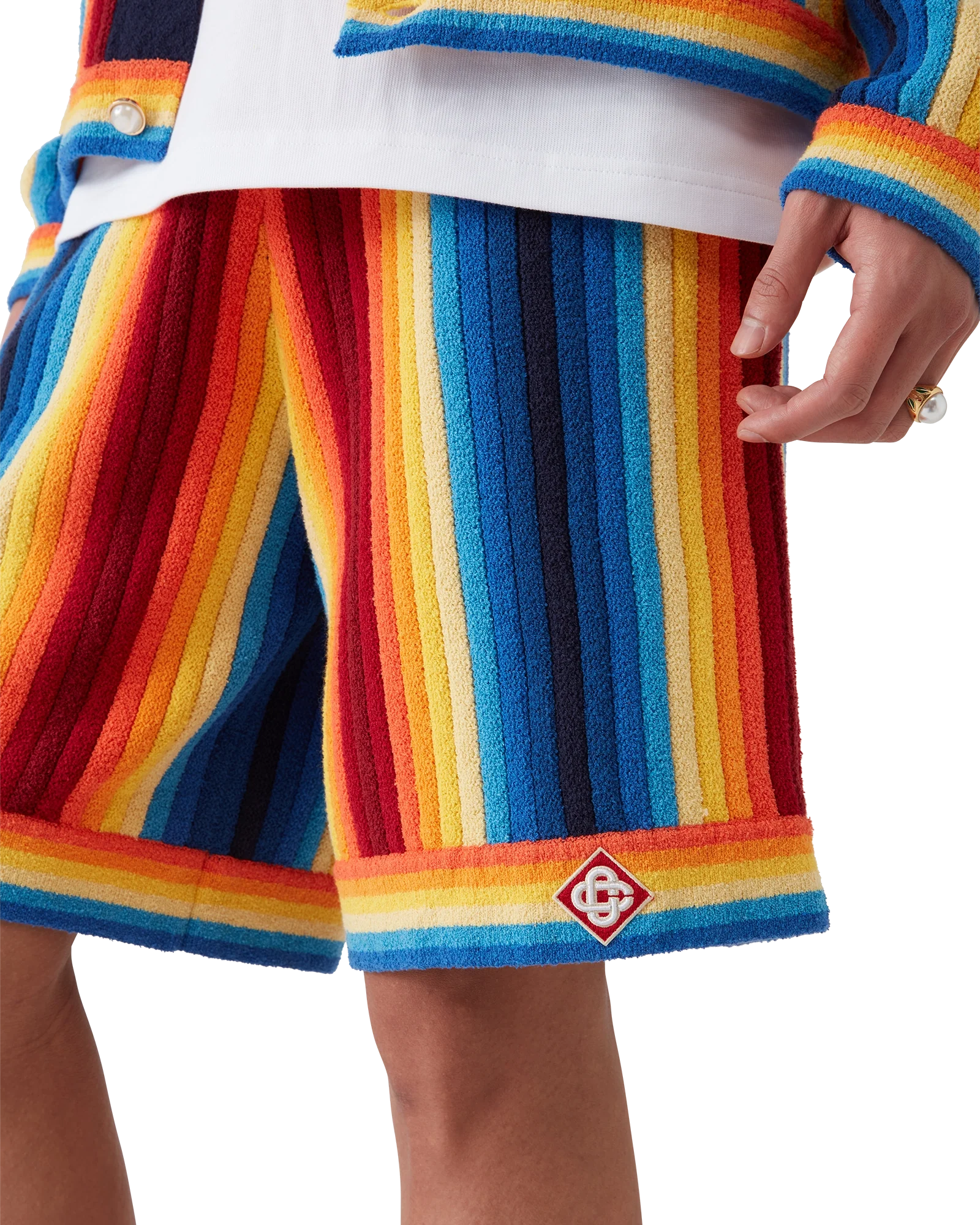 Gradient Stripe Towelling Shorts