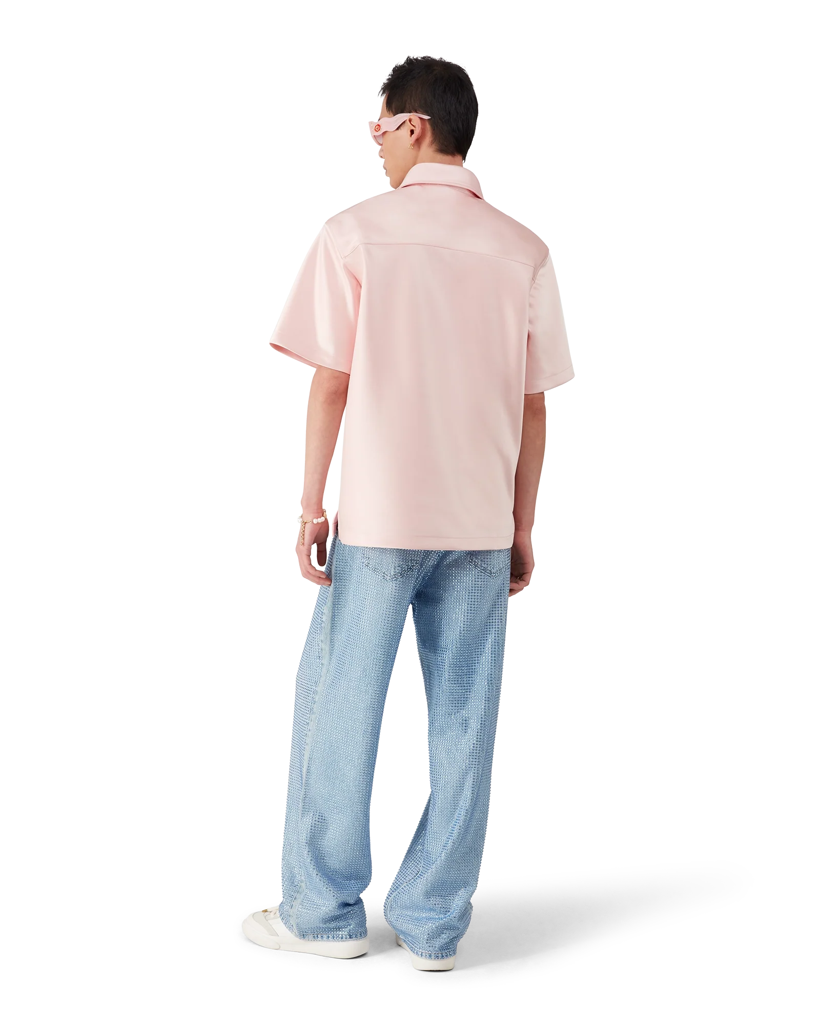 Chemise Satin Quarter Zip Short Sleeve