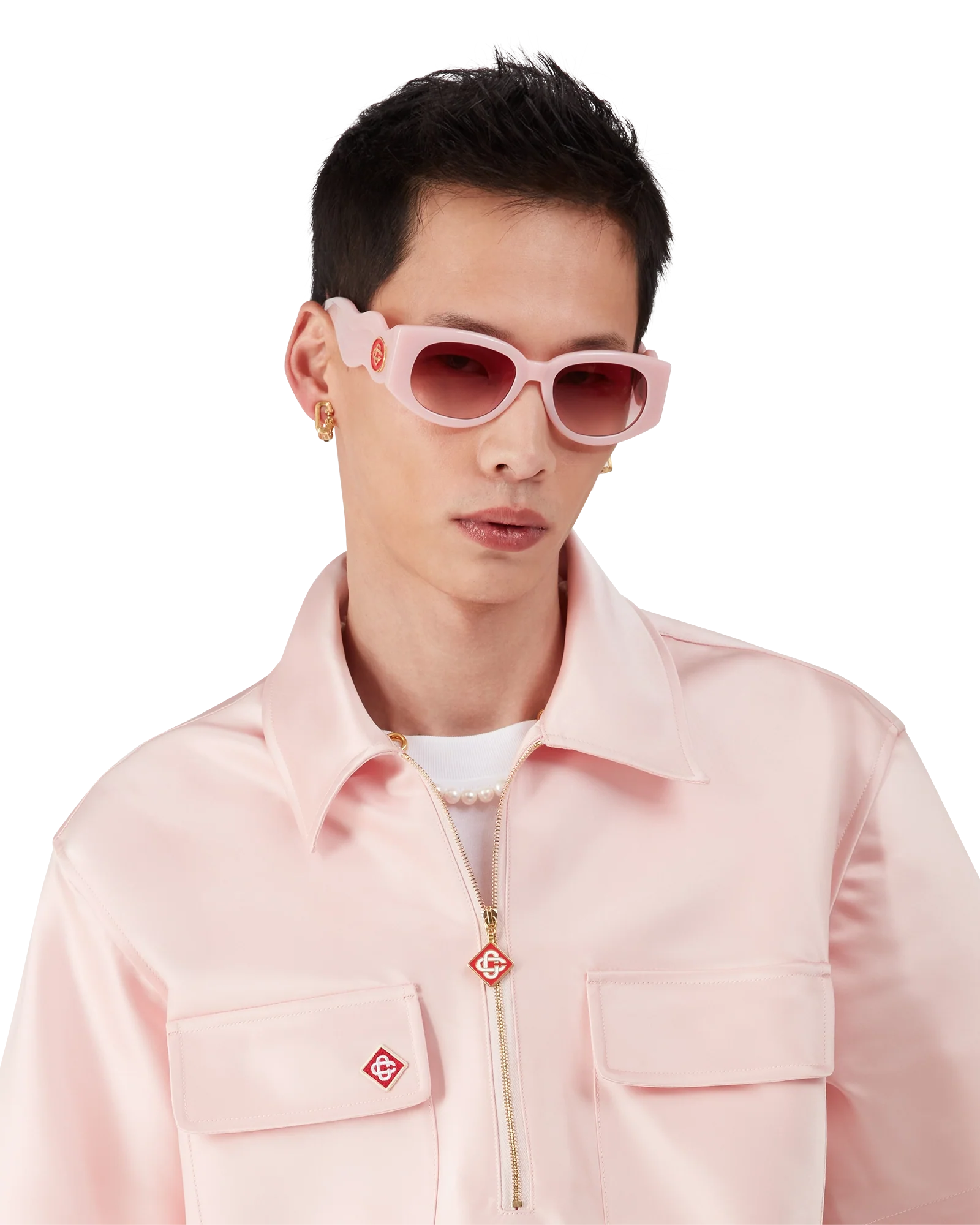 Chemise Satin Quarter Zip Short Sleeve