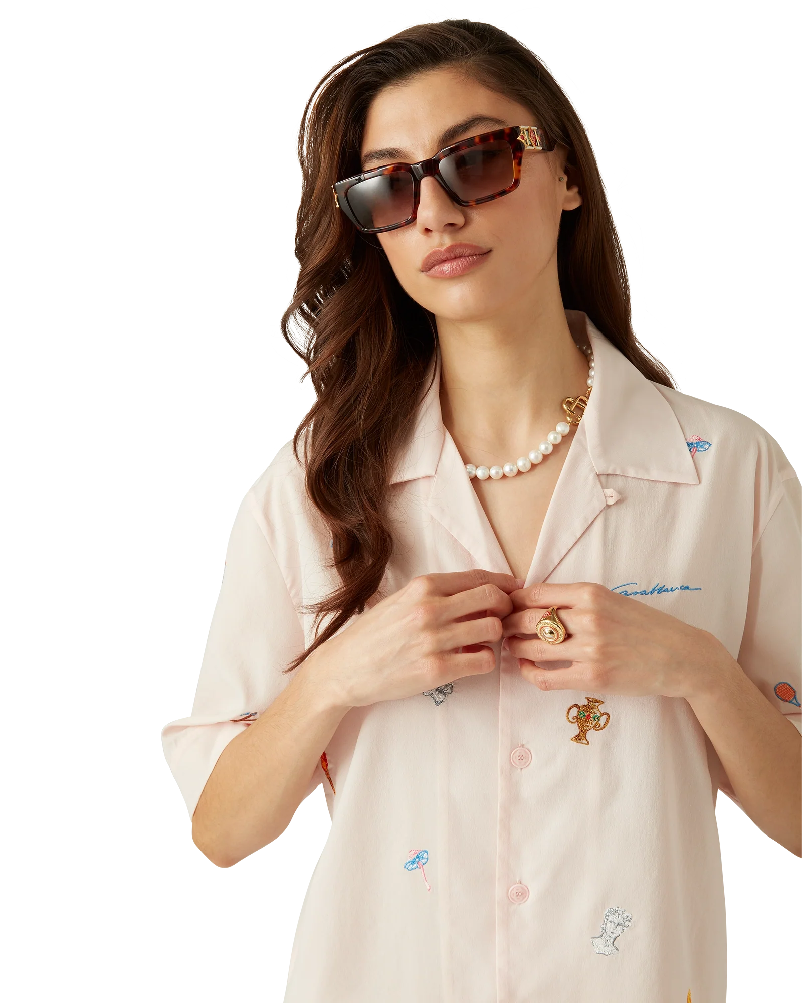 Chemise à motif brodé