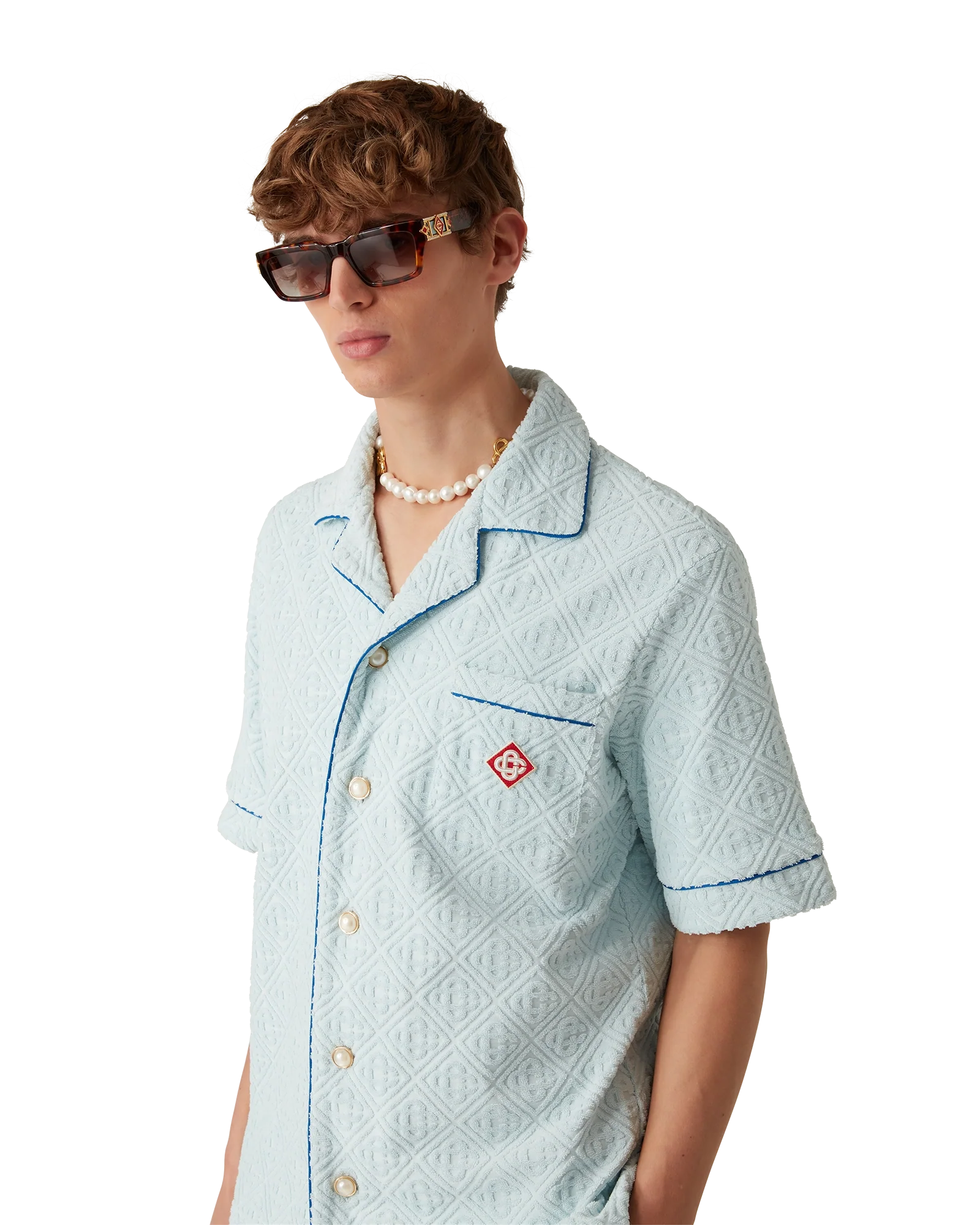Chemise à manches courtes en tissu éponge Monogram