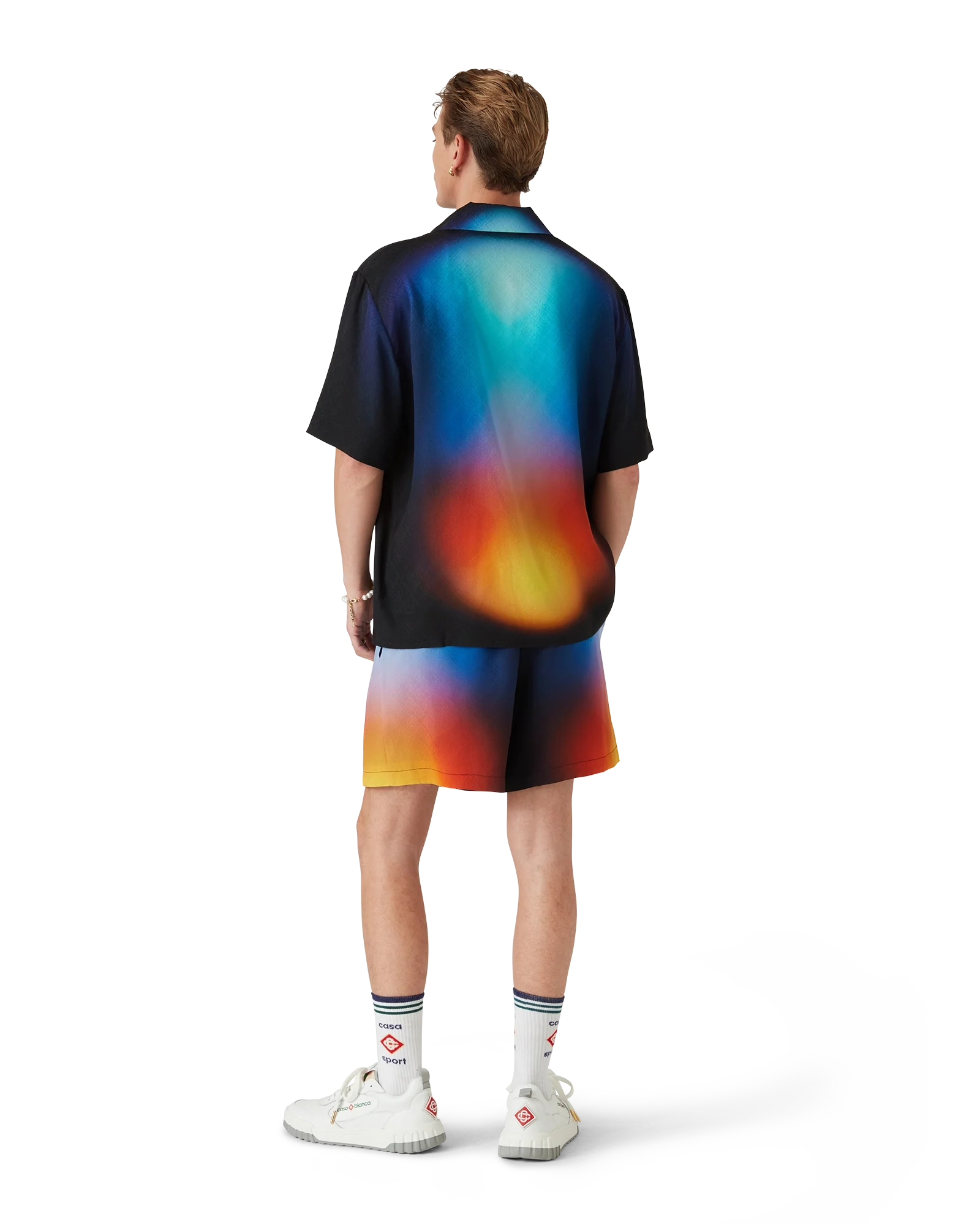 Chemise à manches courtes en soie dégradée