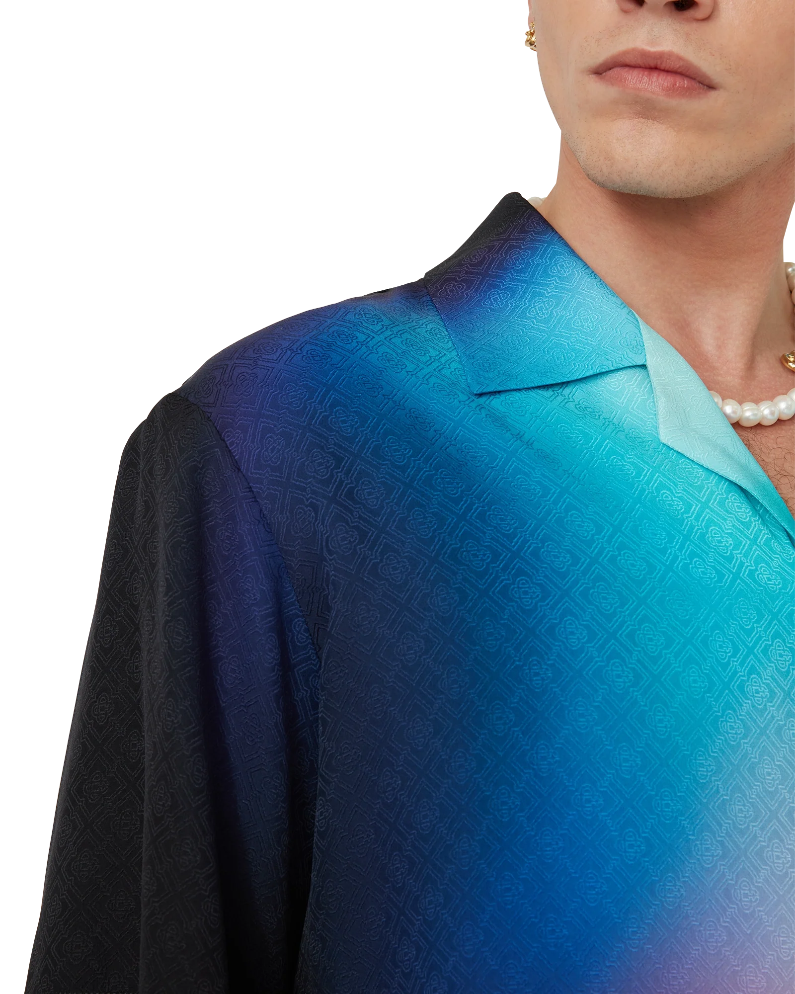 Chemise à manches courtes en soie dégradée