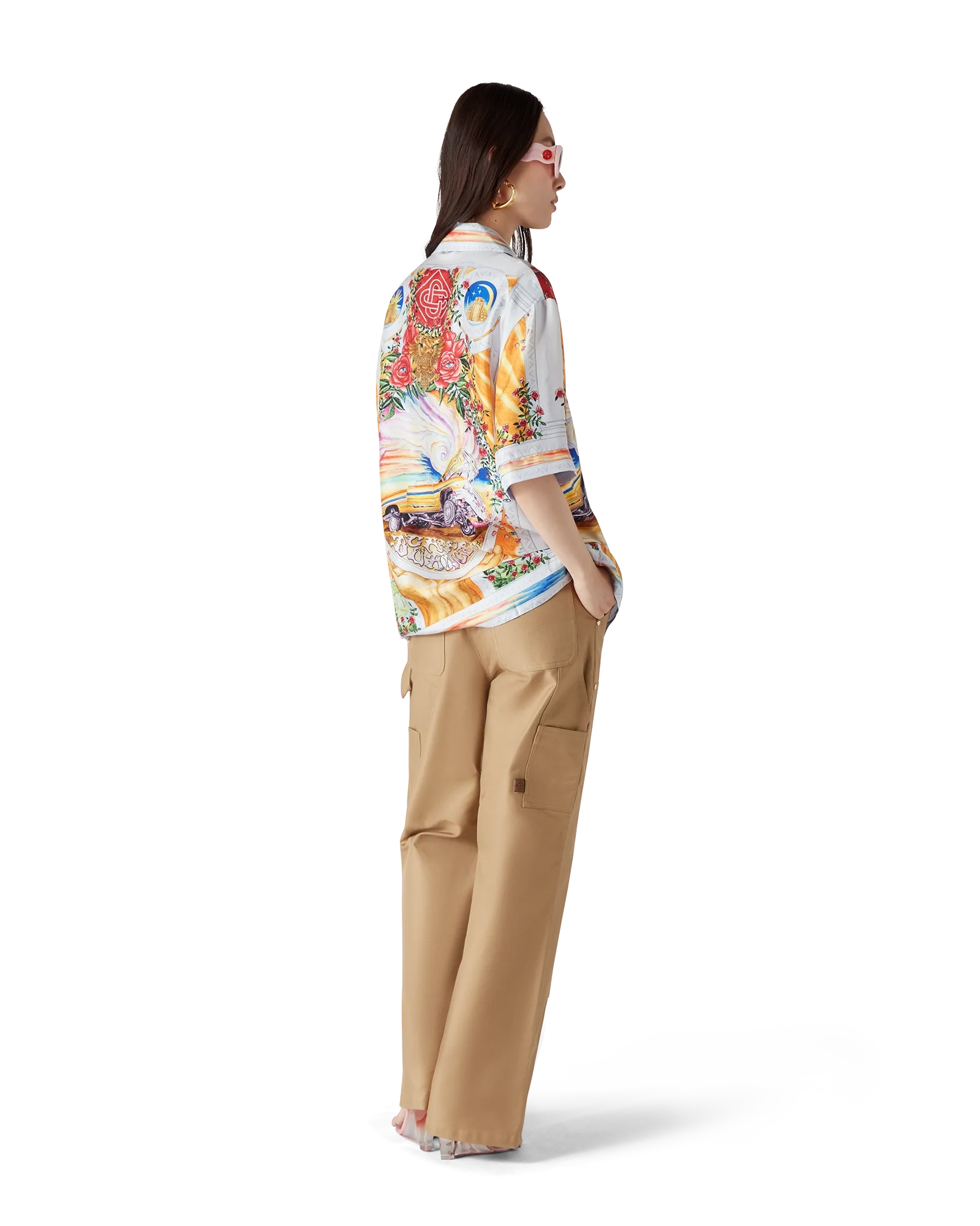 Chemise en soie La Tornade De Rose Short Sleeve