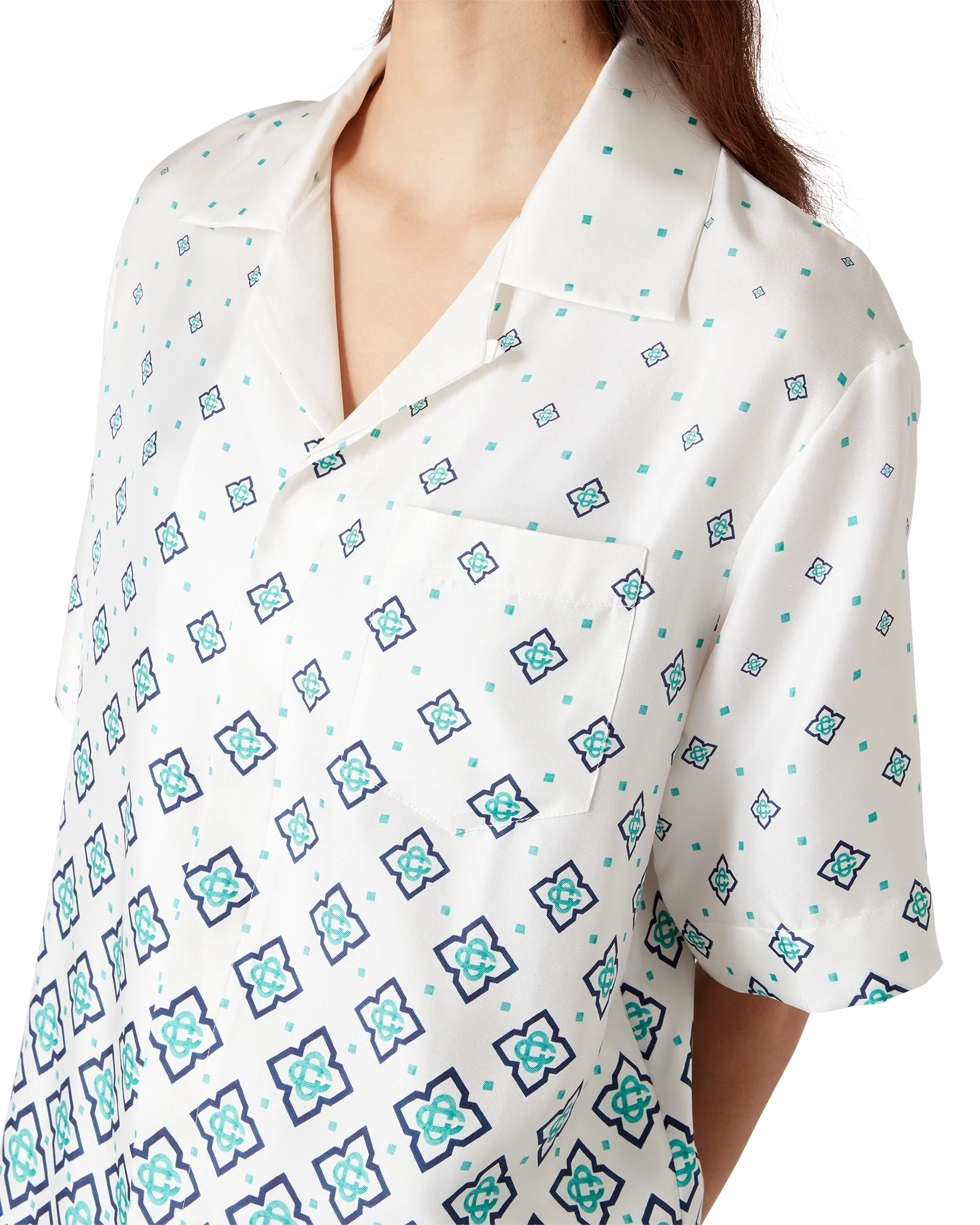 Chemise en soie à manches courtes avec monogramme dégradé
