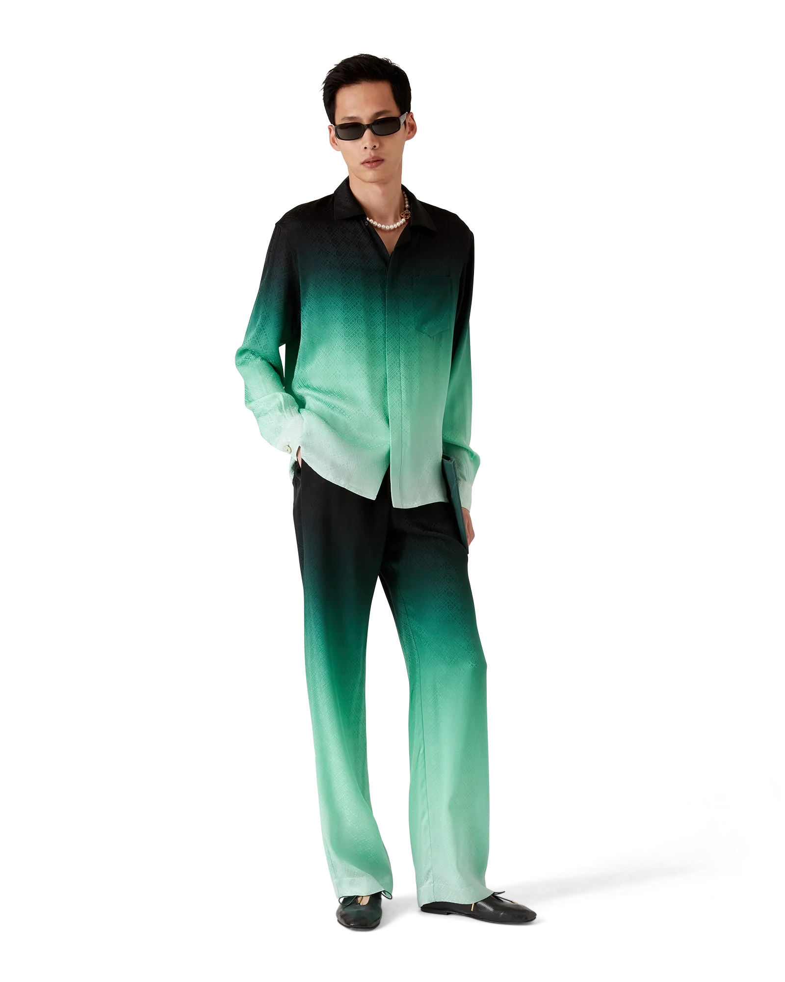 Chemise en soie Jacquard Gradient Ping Pong