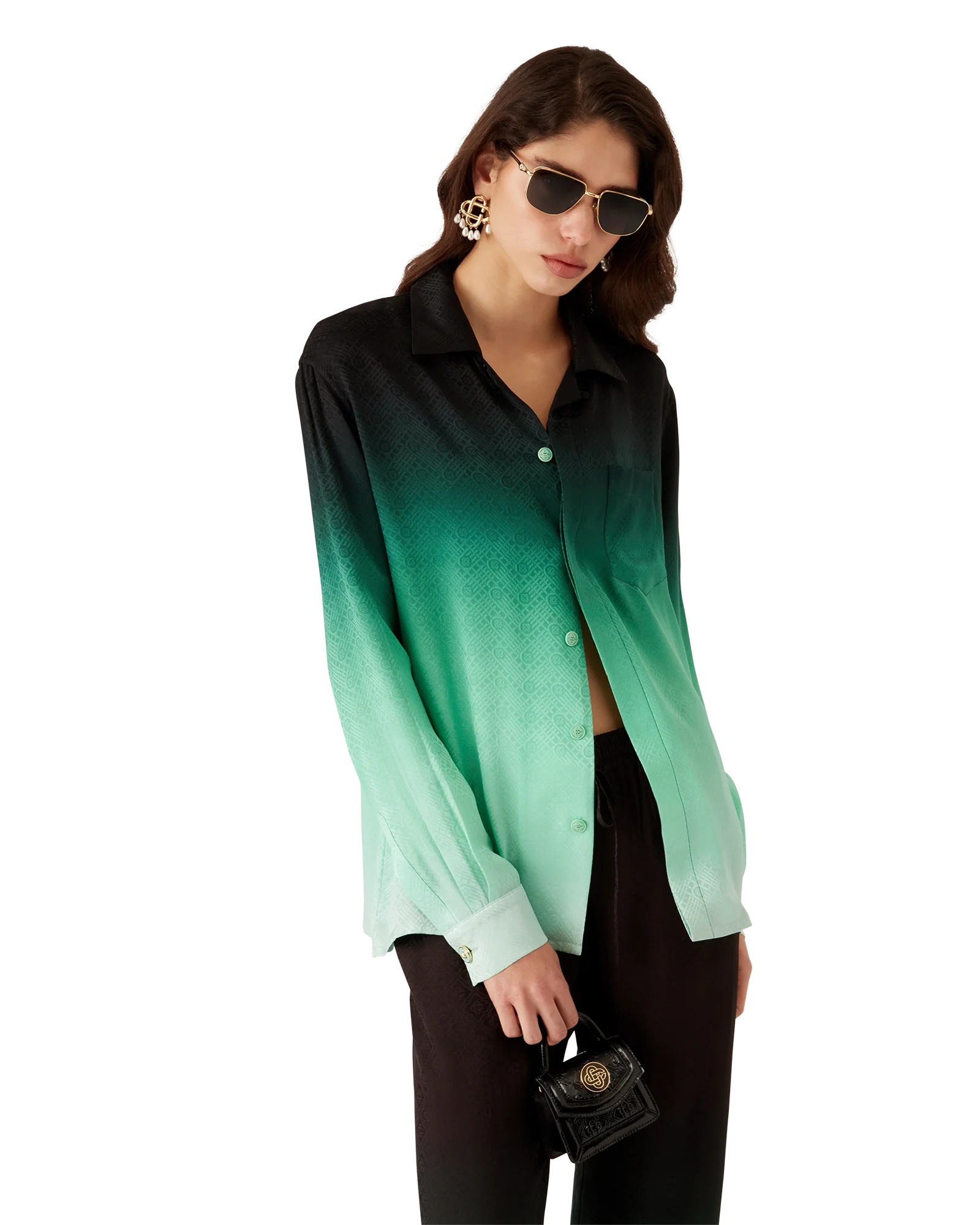 Chemise en soie Jacquard Gradient Ping Pong