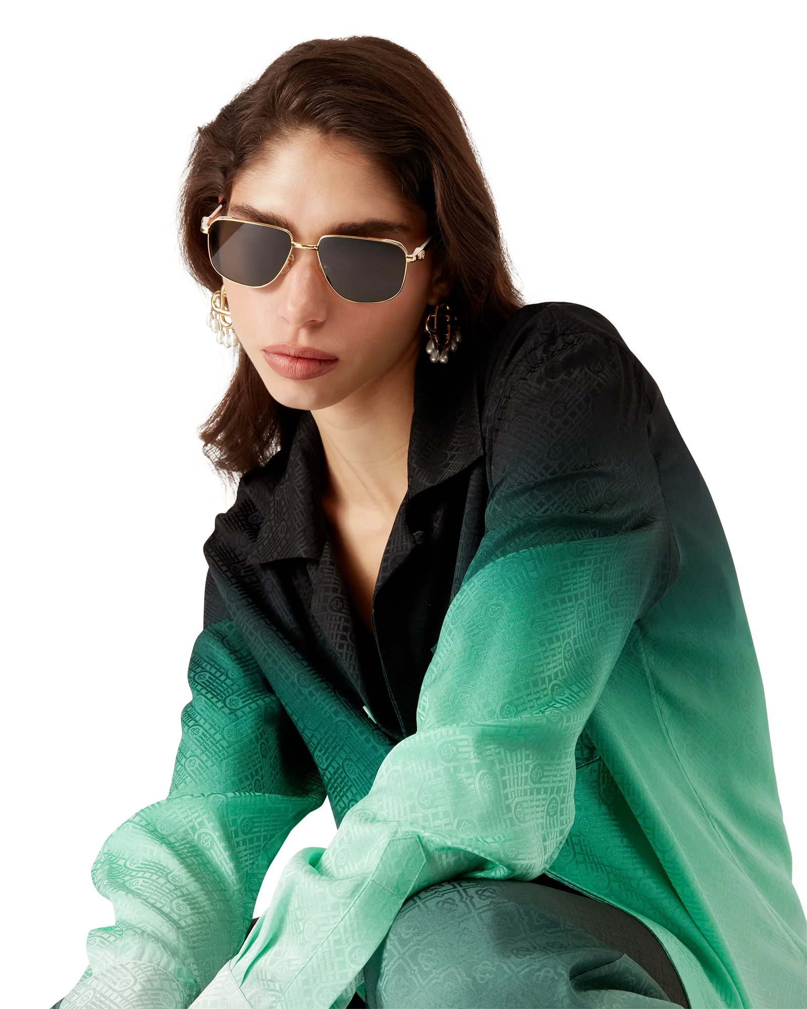 Chemise en soie Jacquard Gradient Ping Pong