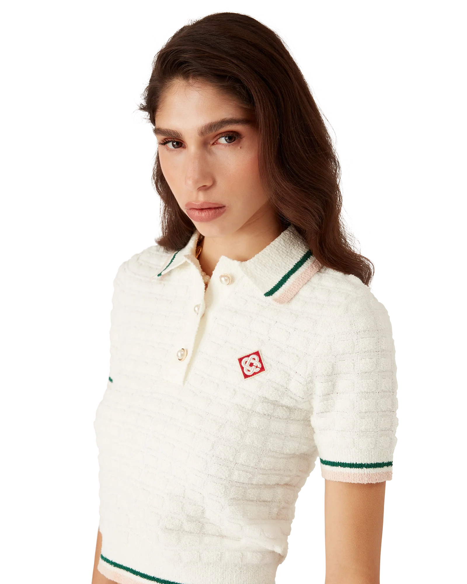 Polo en coton bouclé