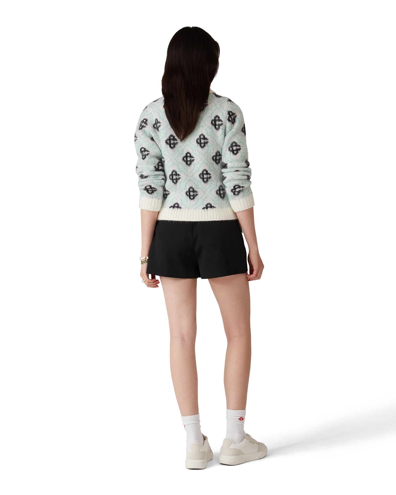 Pull monogramme zippé en mohair