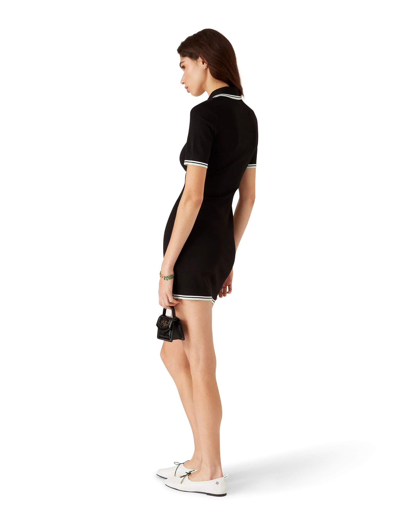 Robe polo en viscose à col en V