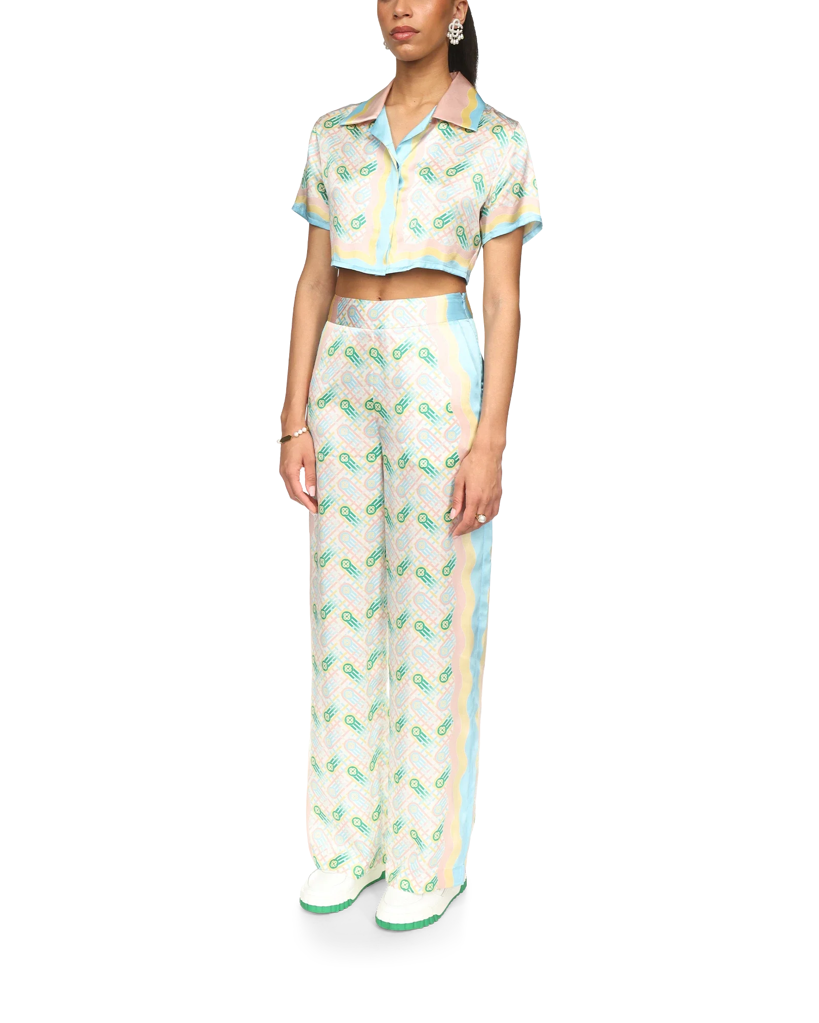 Chemise en soie Ping Pong Cropped