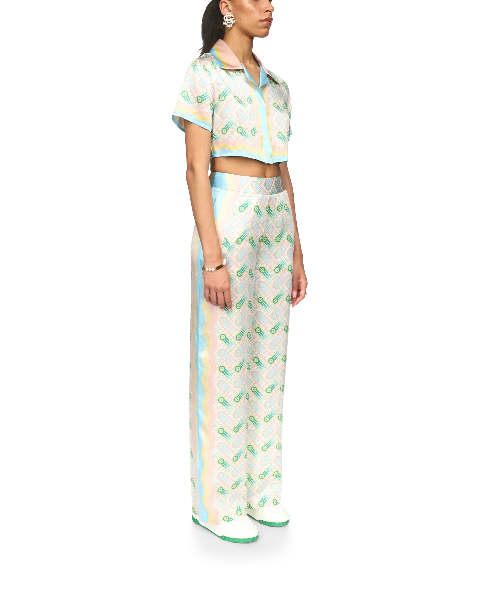 Chemise en soie Ping Pong Cropped