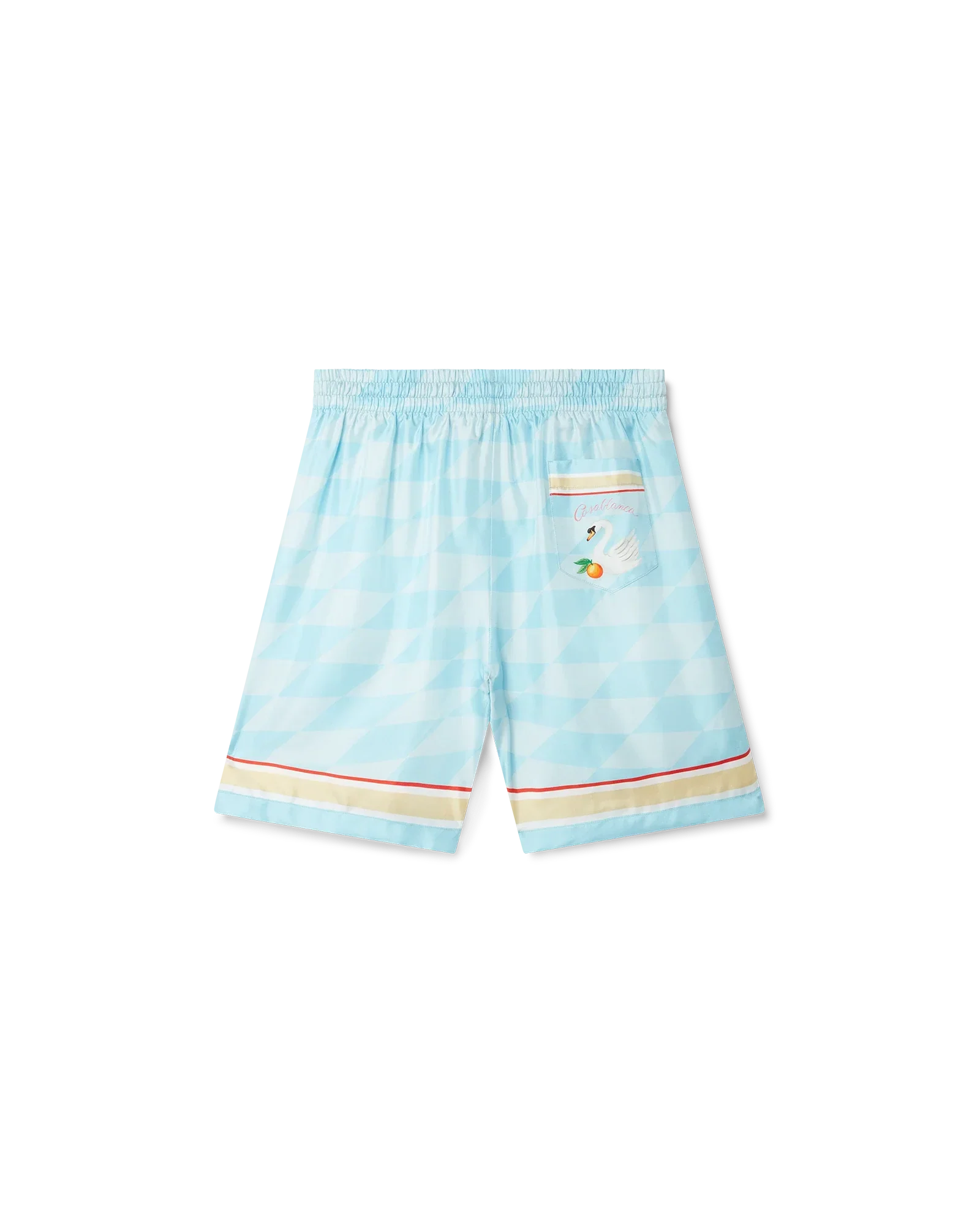 Shorts Damiers Et Cygne Bleu Silk