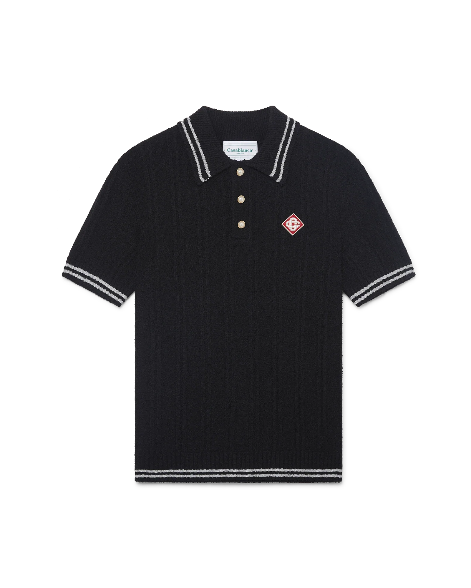 Polo bouclé à bordure argentée