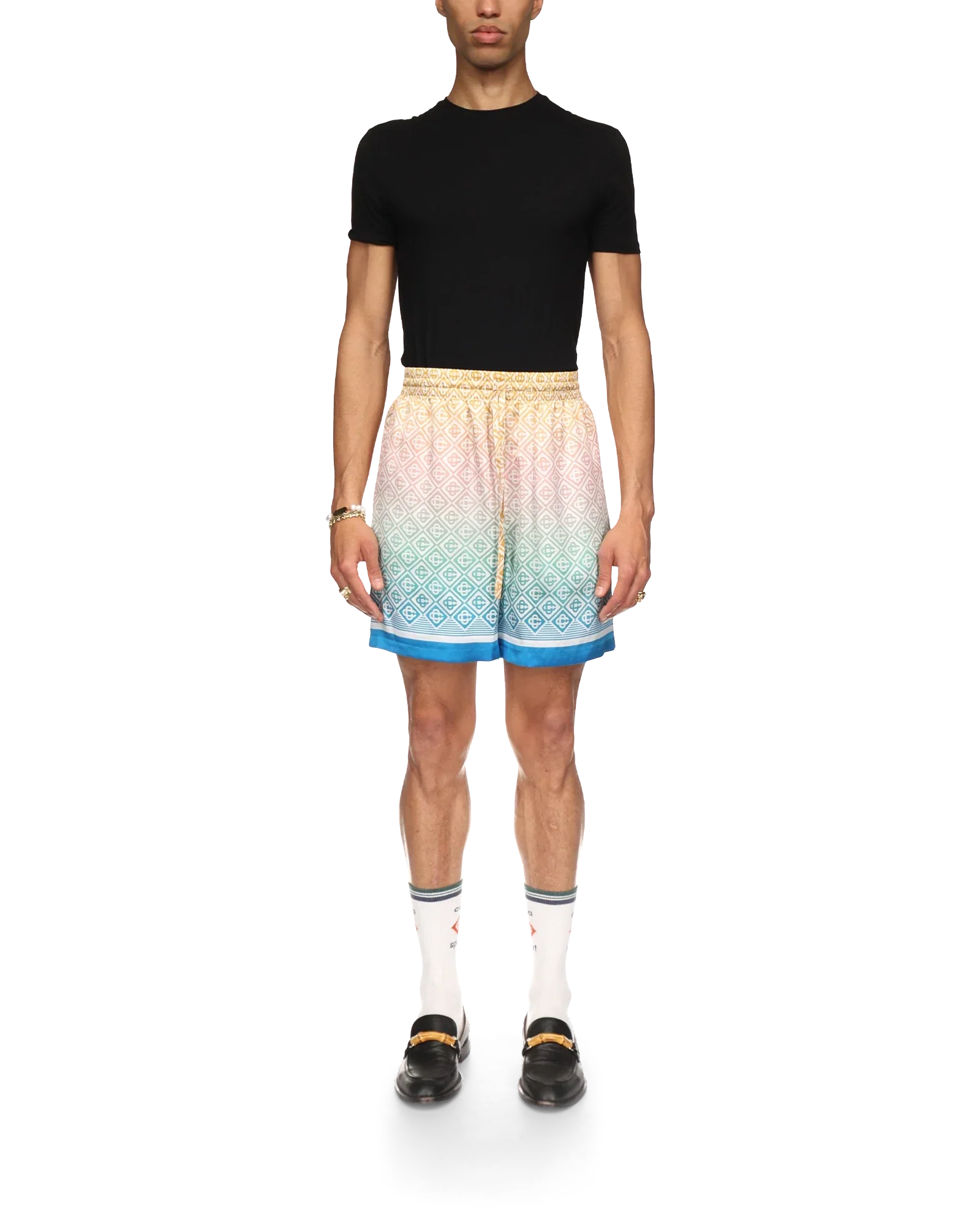 Short en soie avec monogramme dégradé