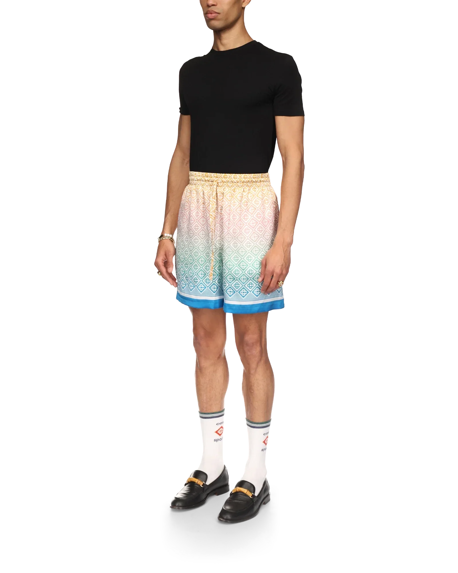 Short en soie avec monogramme dégradé
