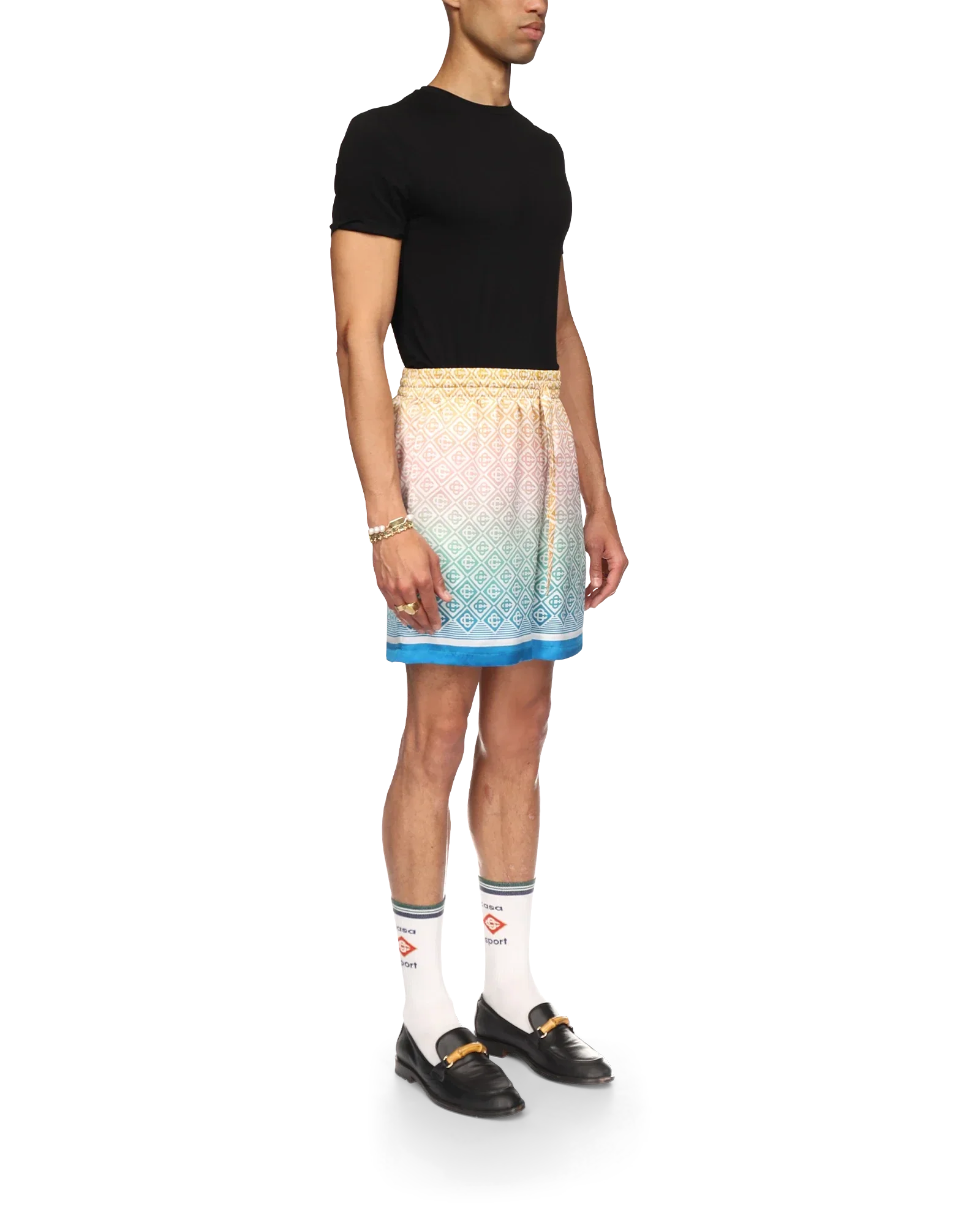 Short en soie avec monogramme dégradé
