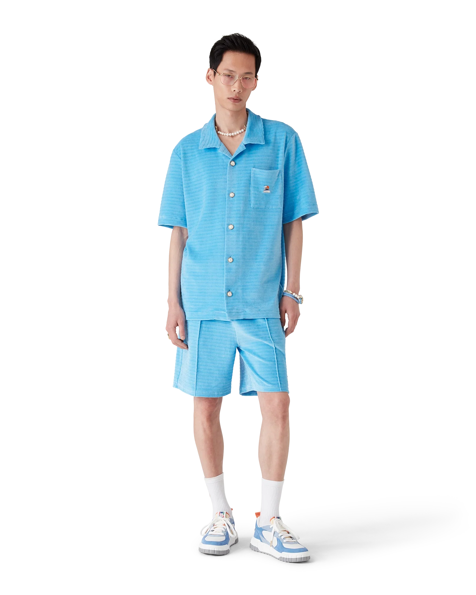 Chemise à manches courtes à rayures en velours