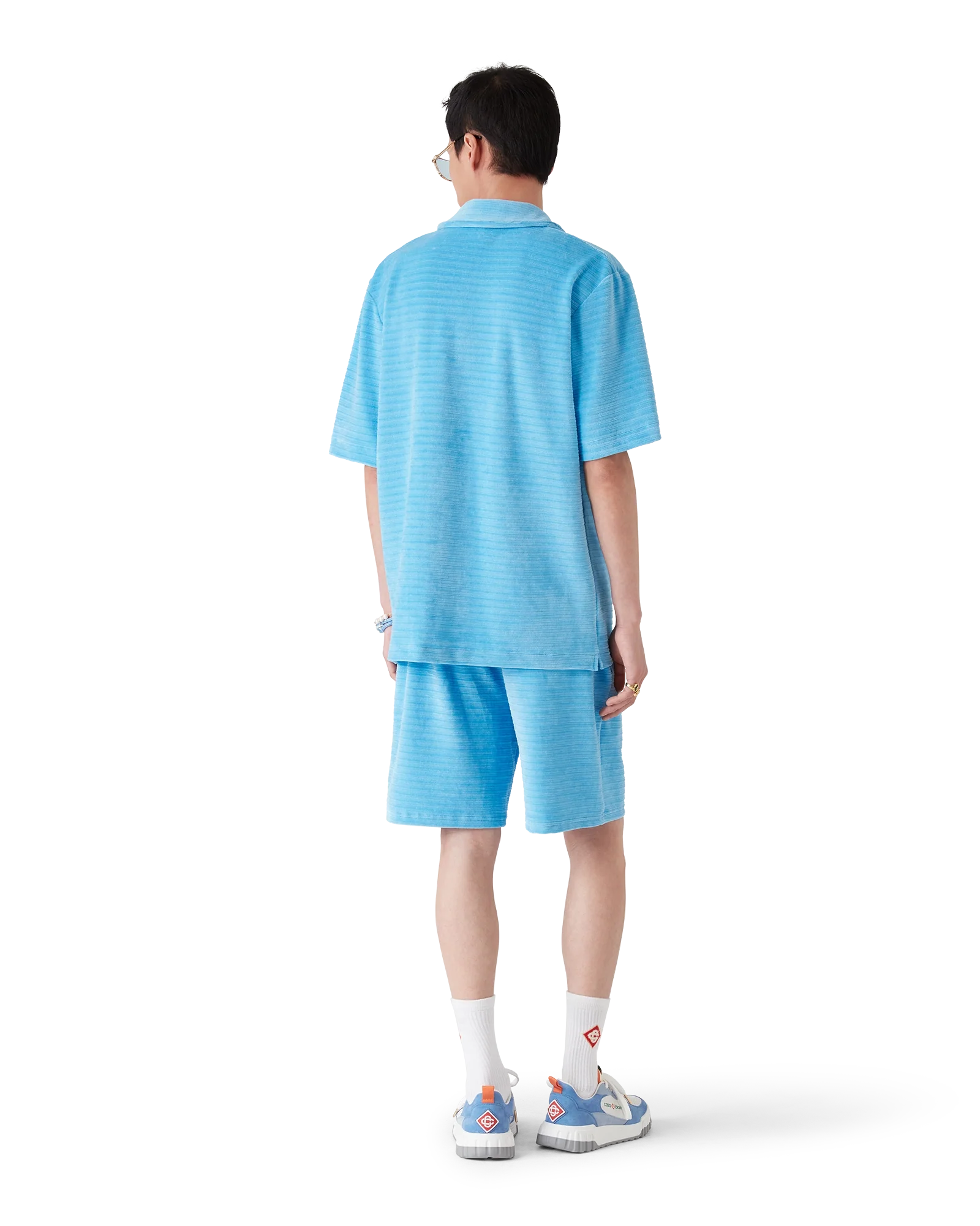 Chemise à manches courtes à rayures en velours