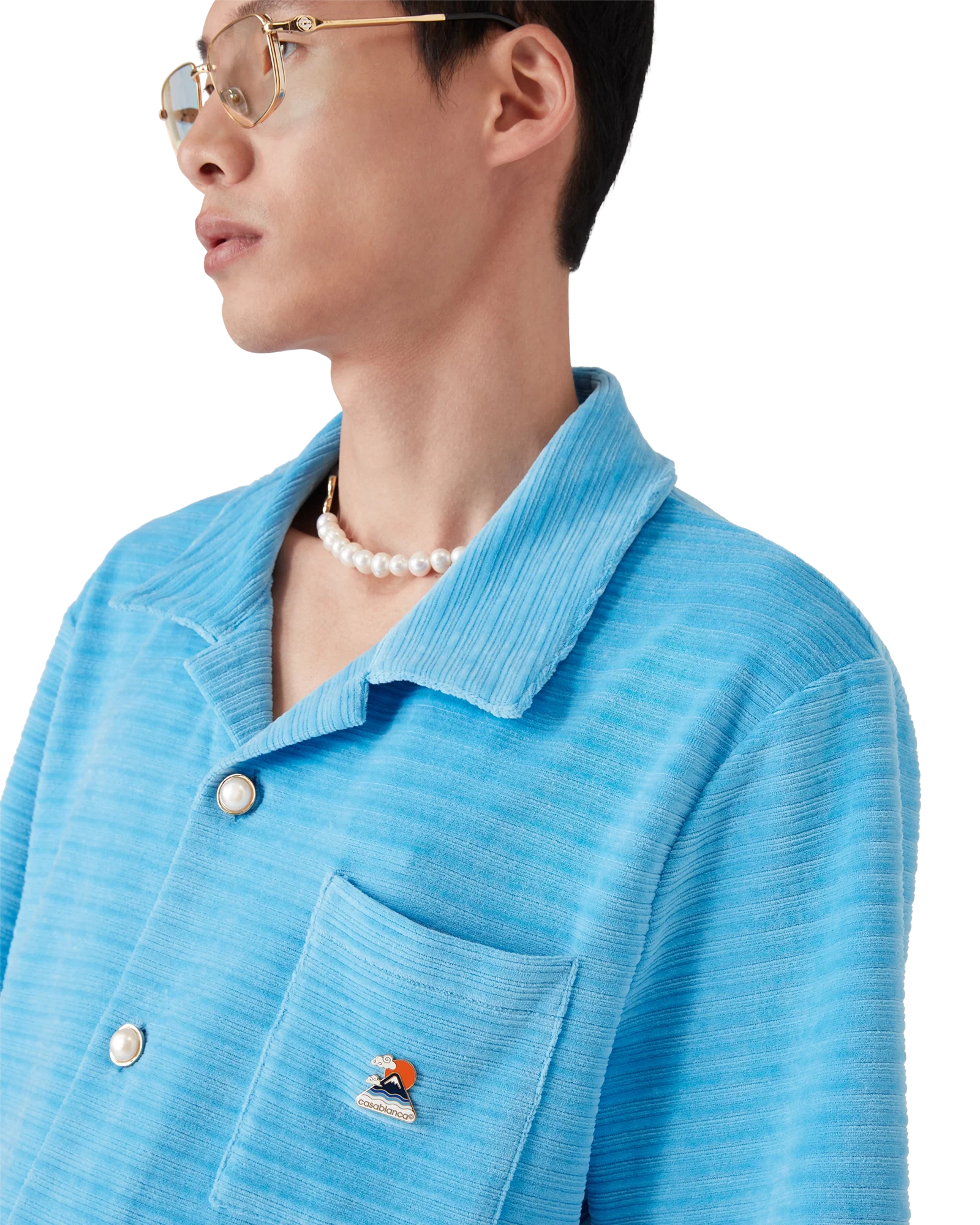 Chemise à manches courtes à rayures en velours