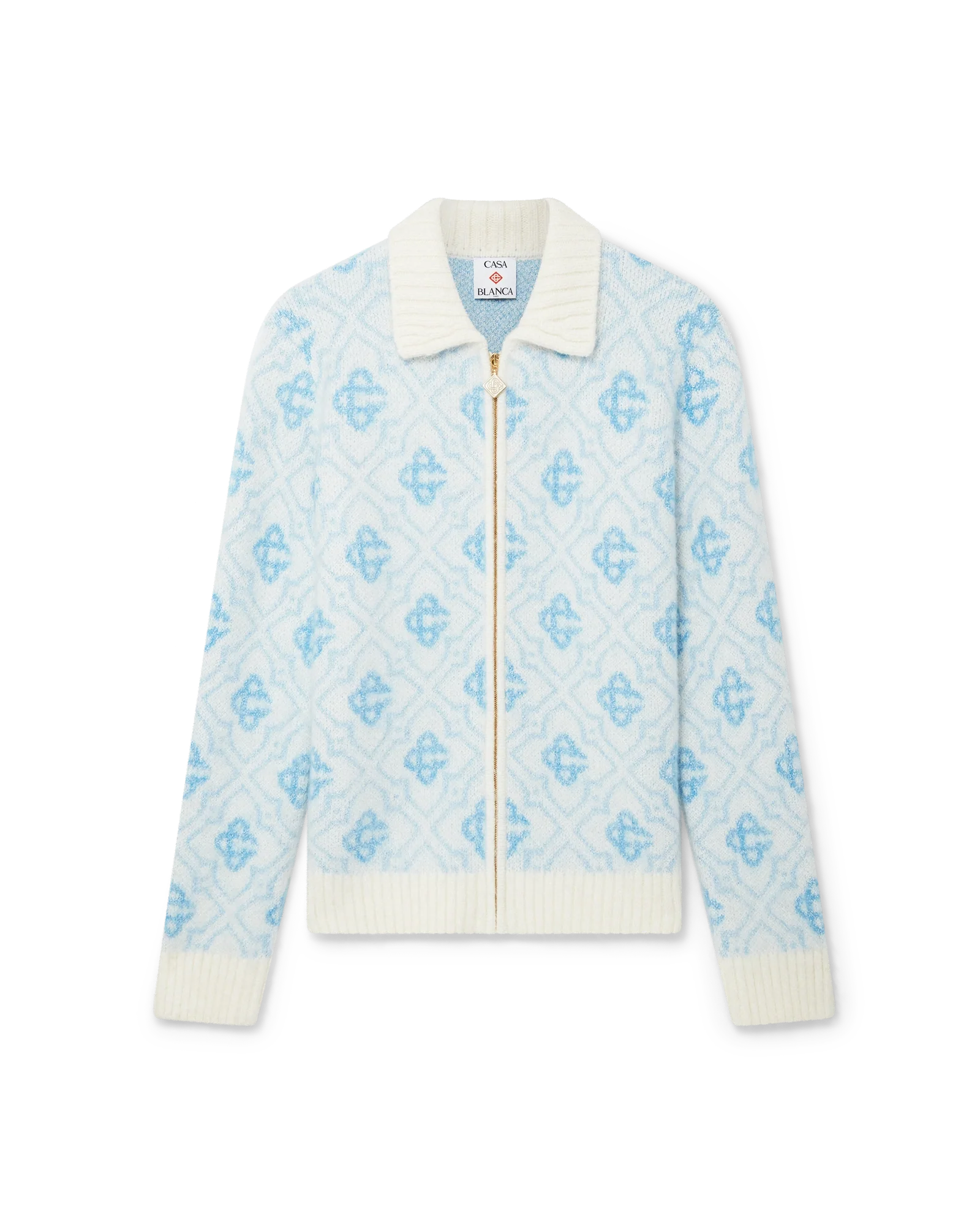 Pull-over zippé en mohair monogramme