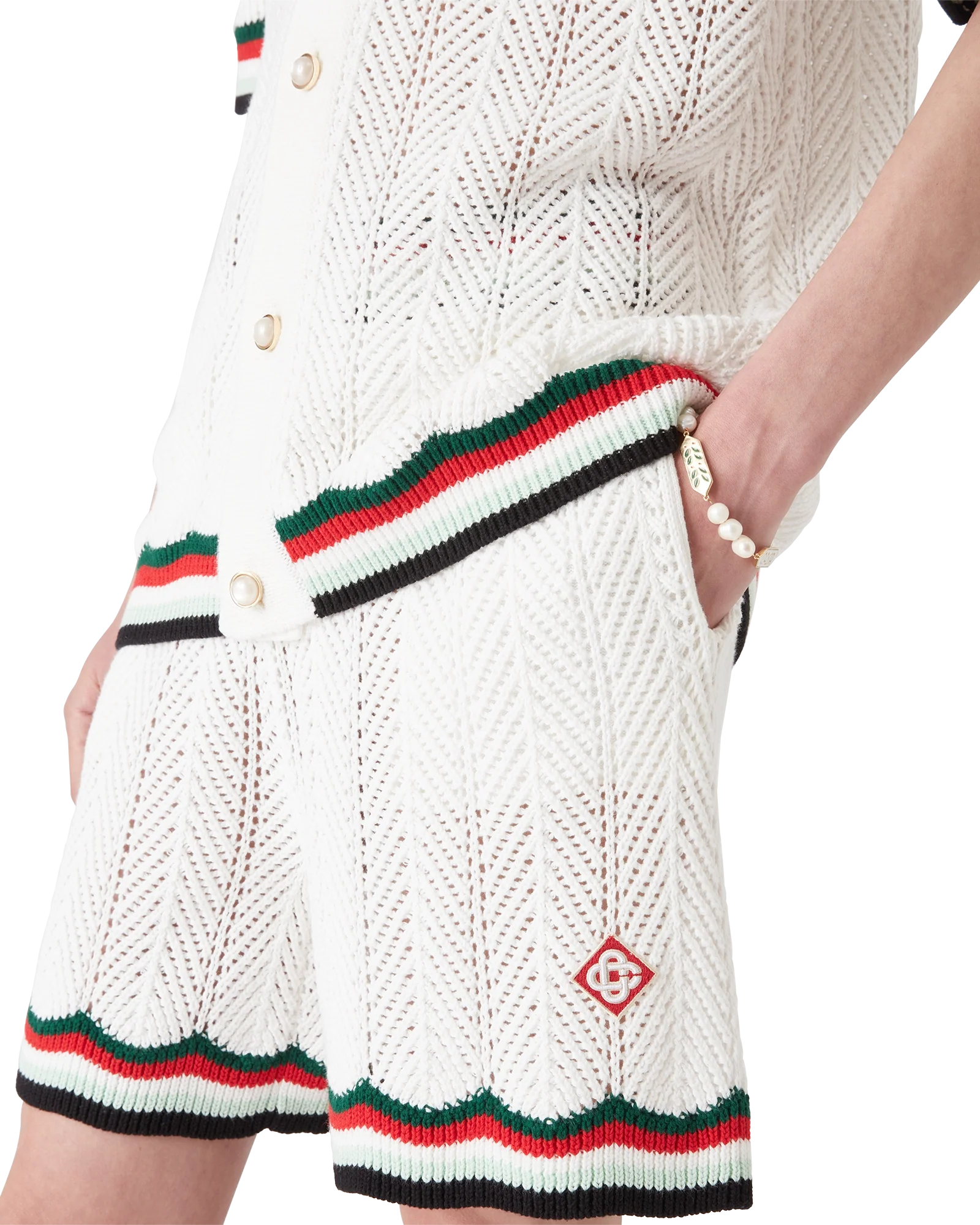 Short en coton crocheté à chevrons