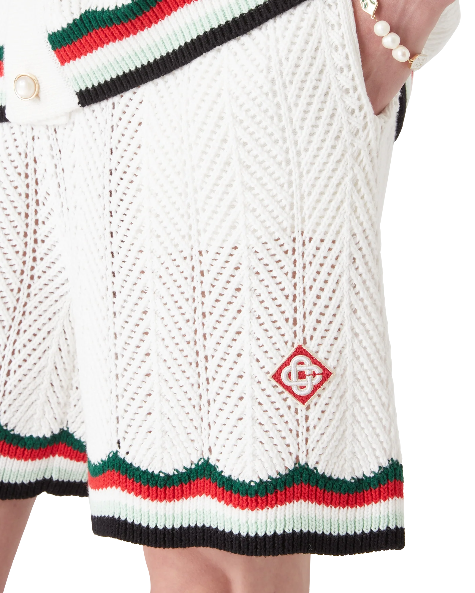 Short en coton crocheté à chevrons