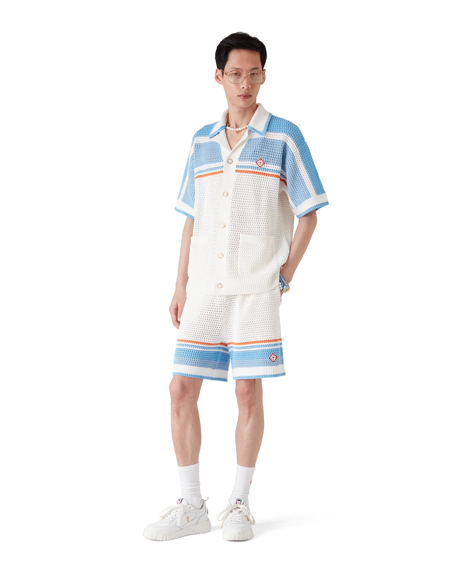 Short de tennis en coton crocheté