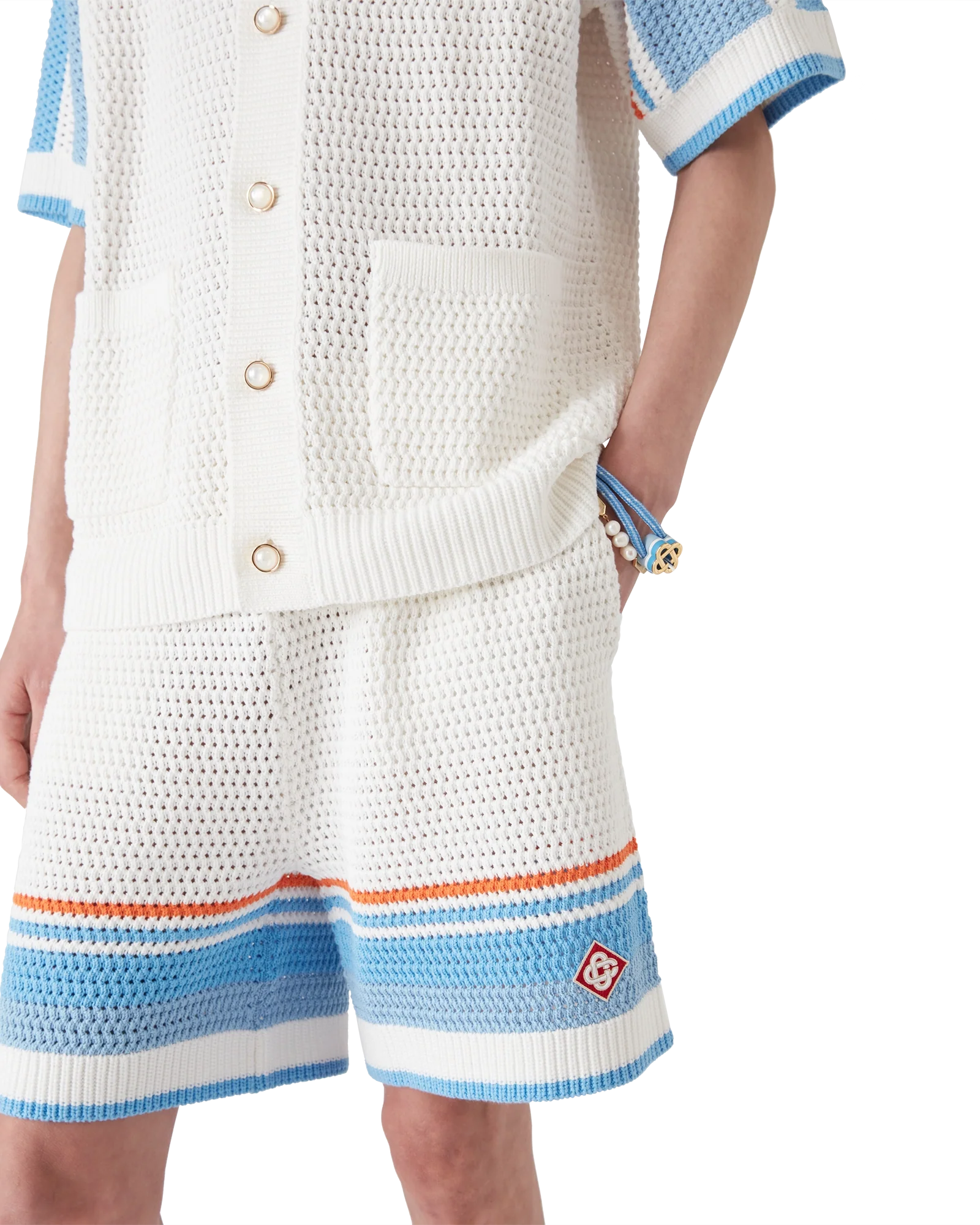 Short de tennis en coton crocheté
