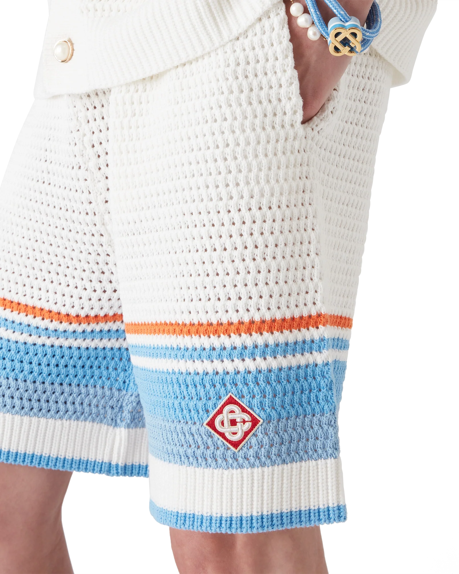 Short de tennis en coton crocheté