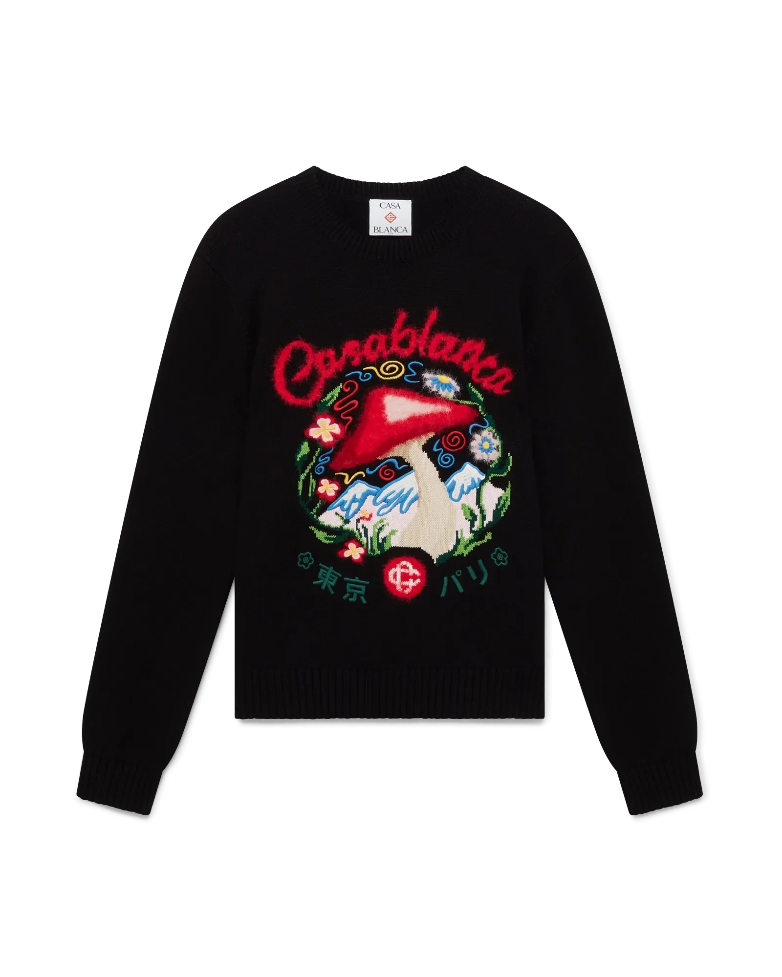 Pull en coton brodé en forme de champignon