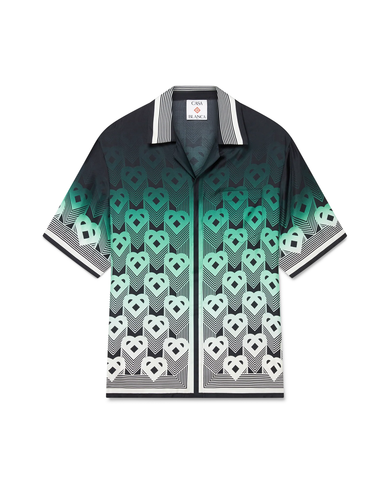 Chemise à manches courtes en soie avec monogramme dégradé