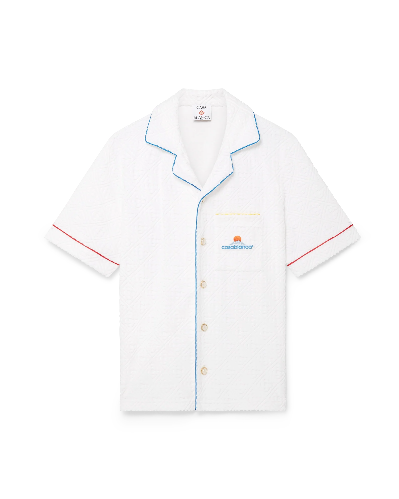 Chemise à manches courtes en tissu éponge jacquard monogramme