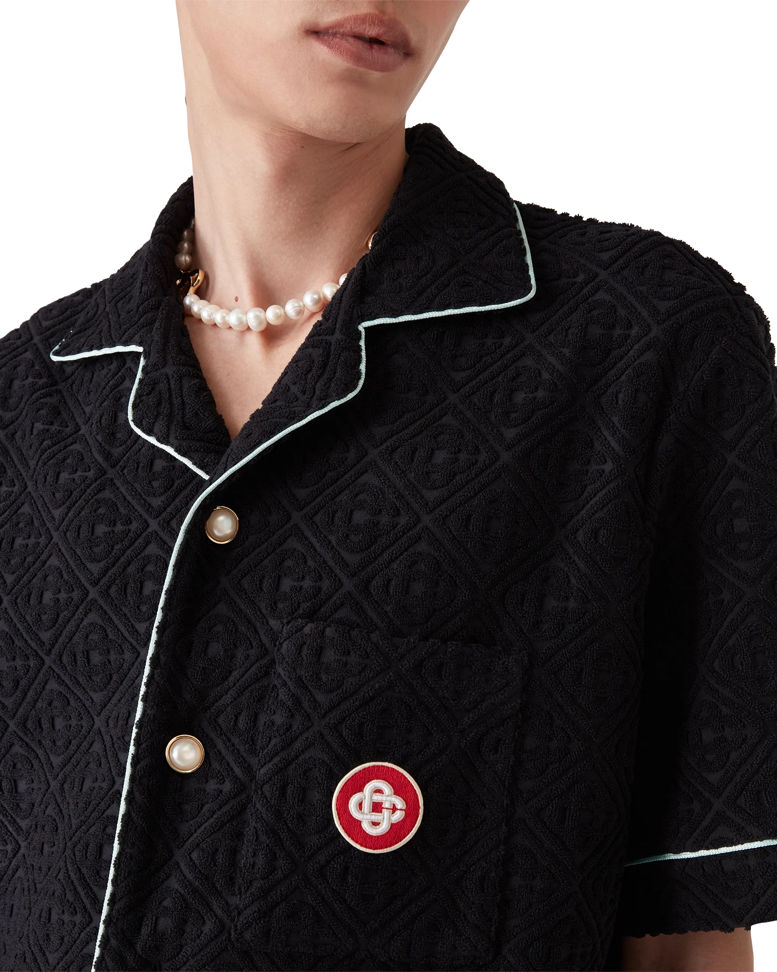 Chemise à manches courtes  jacquard monogramme