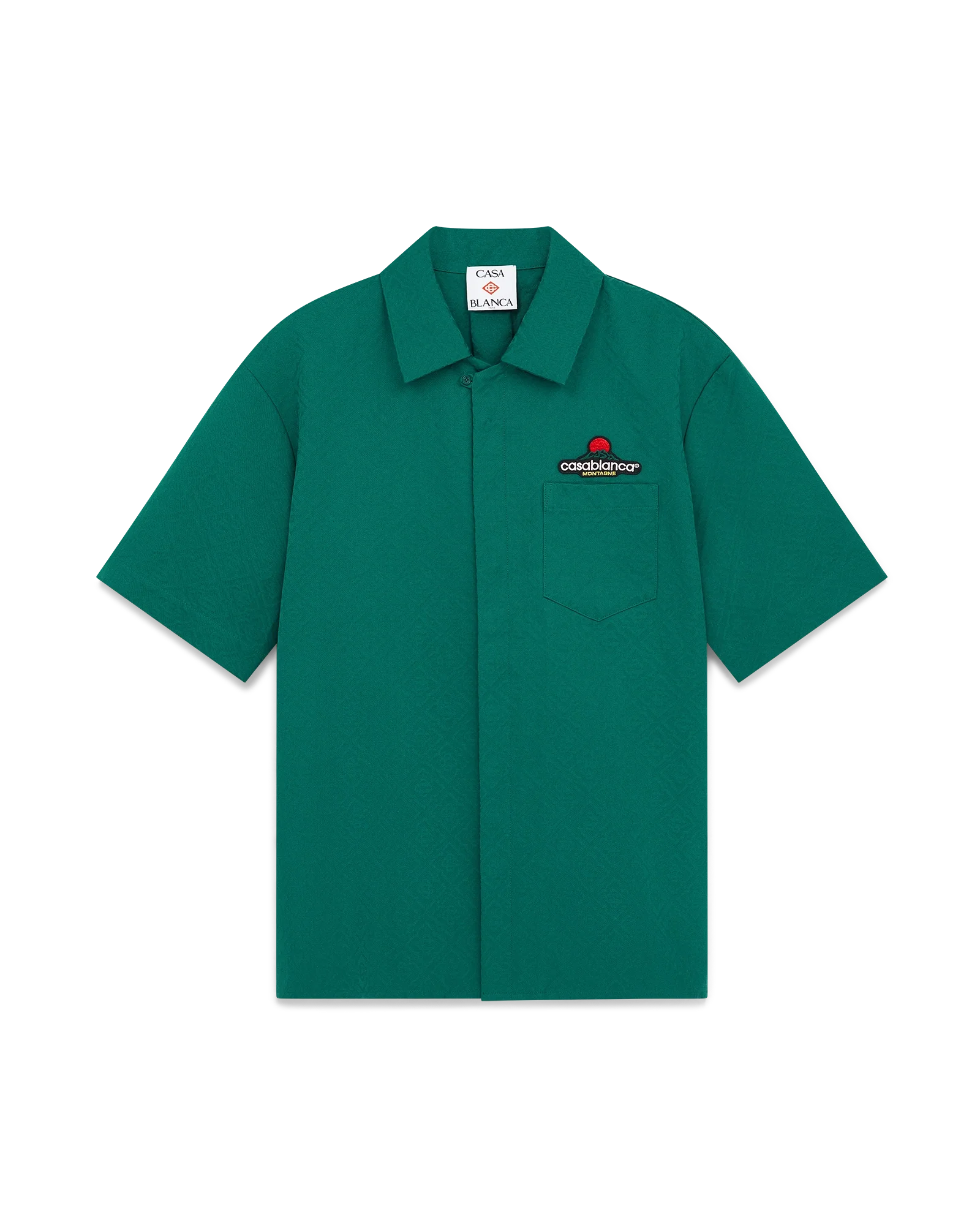 Chemise à manches courtes en coton jacquard avec monogramme