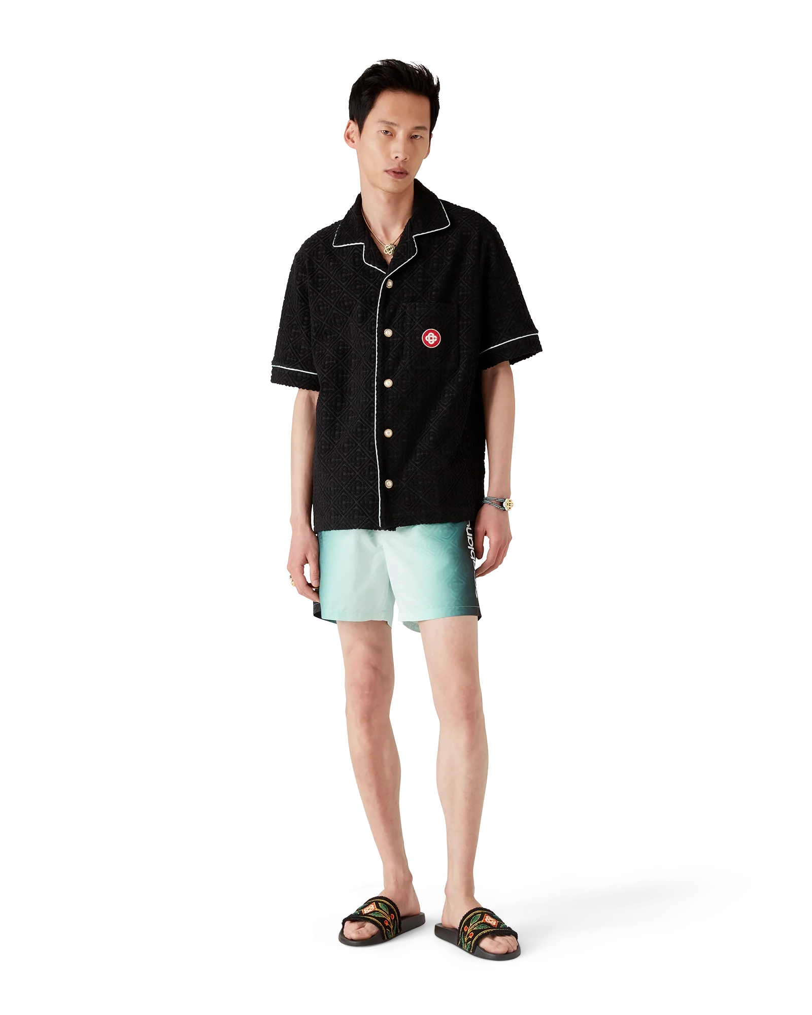 Short de bain en jacquard monogramme dégradé