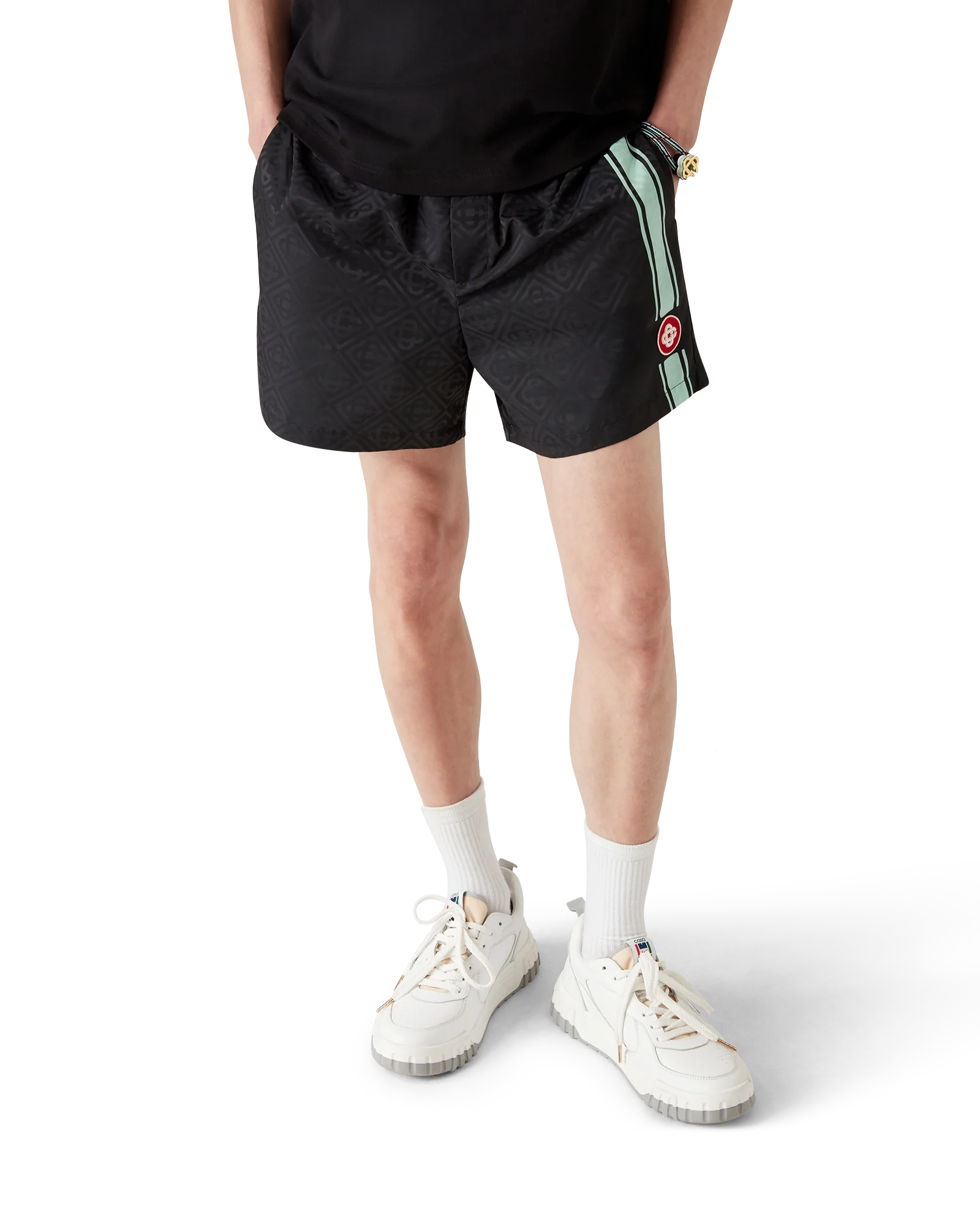 Short de bain à rayures en jacquard Monogram