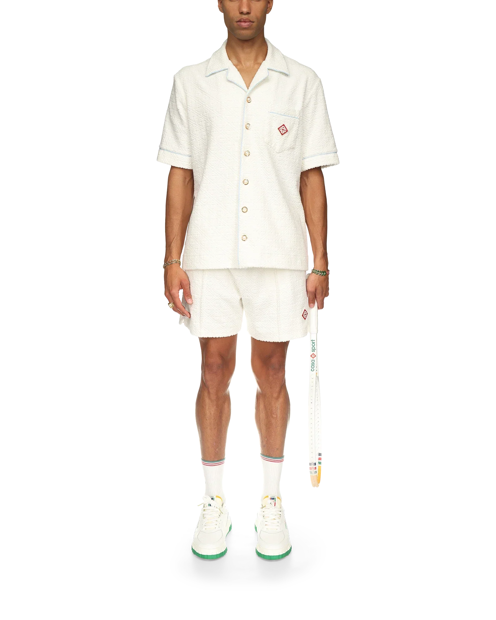 Chemise à manches courtes en éponge monogramme